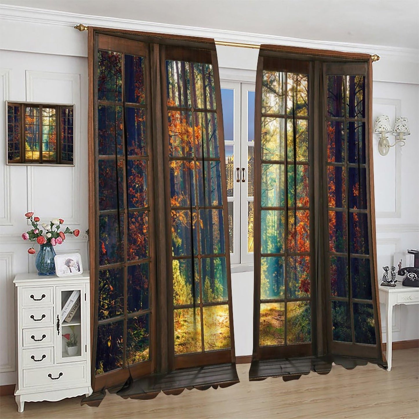 Sunlit Forest Curtains Tropical Woodland Foliage Window Treatments Blackout Curtains for Bedrooms, Living Rooms and Kitchens42X45 Inch