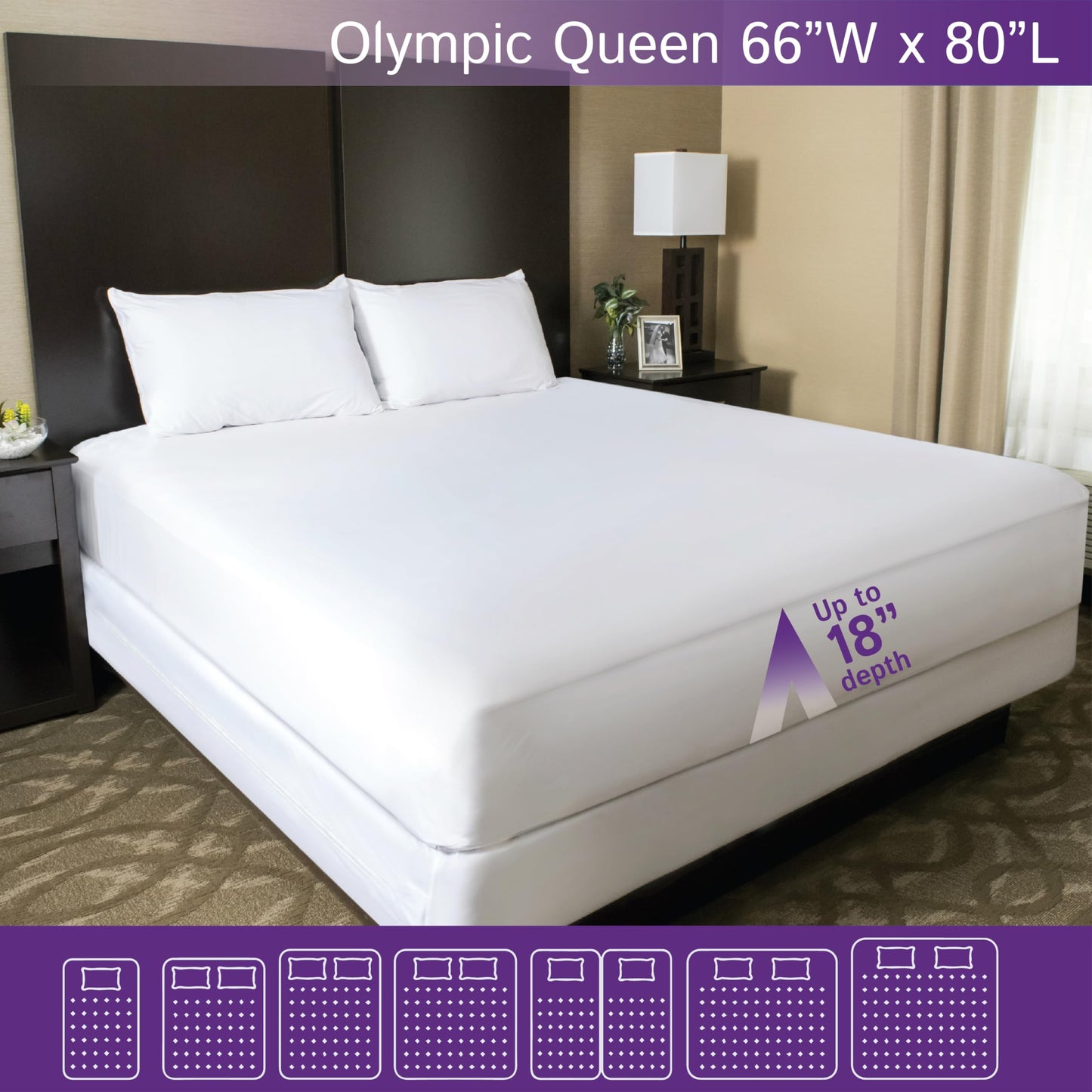 Olympic Queen (66"x80") Waterproof Mattress Protector - Super Queen Size Fitted Sheet Style - Hypoallergenic Premium Quality Cover Protects Against Dust