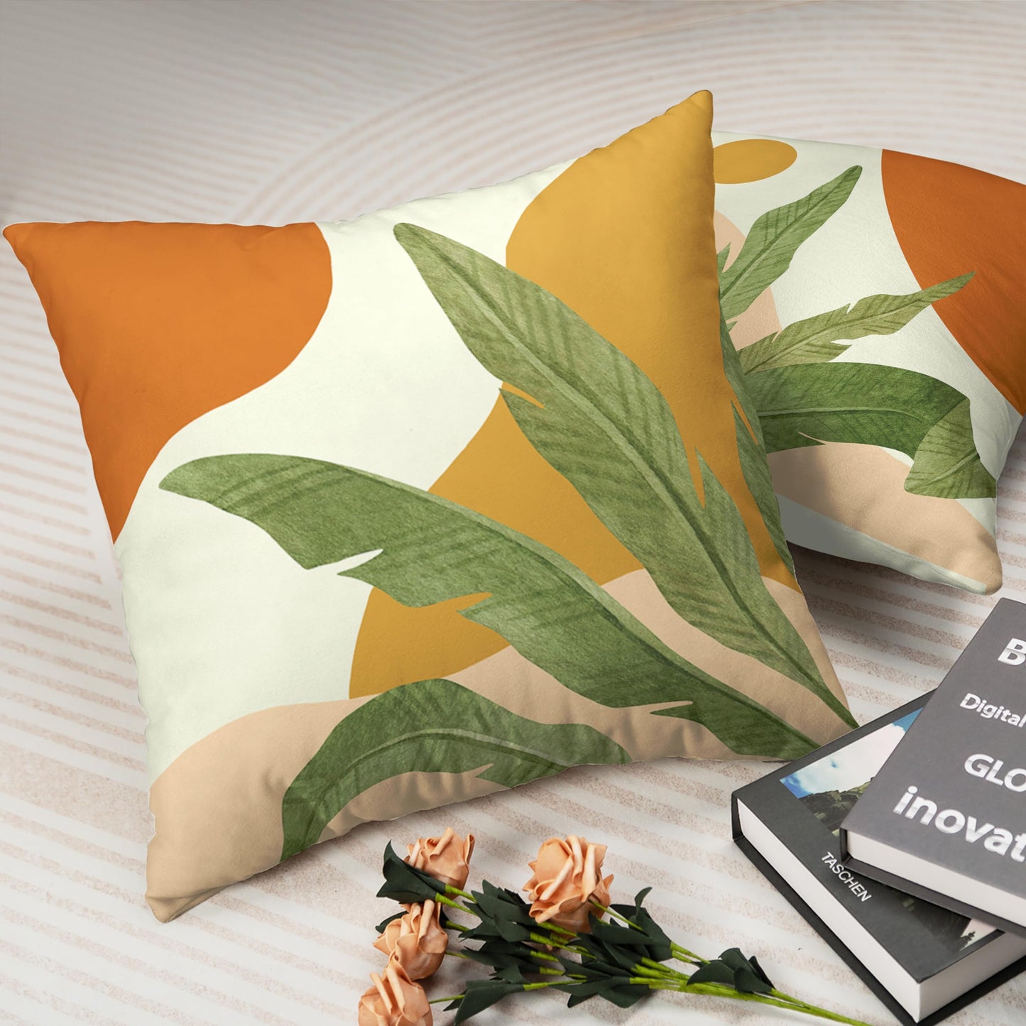 Kwlegh Abstract Boho Pillow Covers 18X18 Tropical Leaves Throw Pillow Covers Set of 2 Modern Palm Tree Decorative Pillow Case for Living Room Couch Patio Home Decor