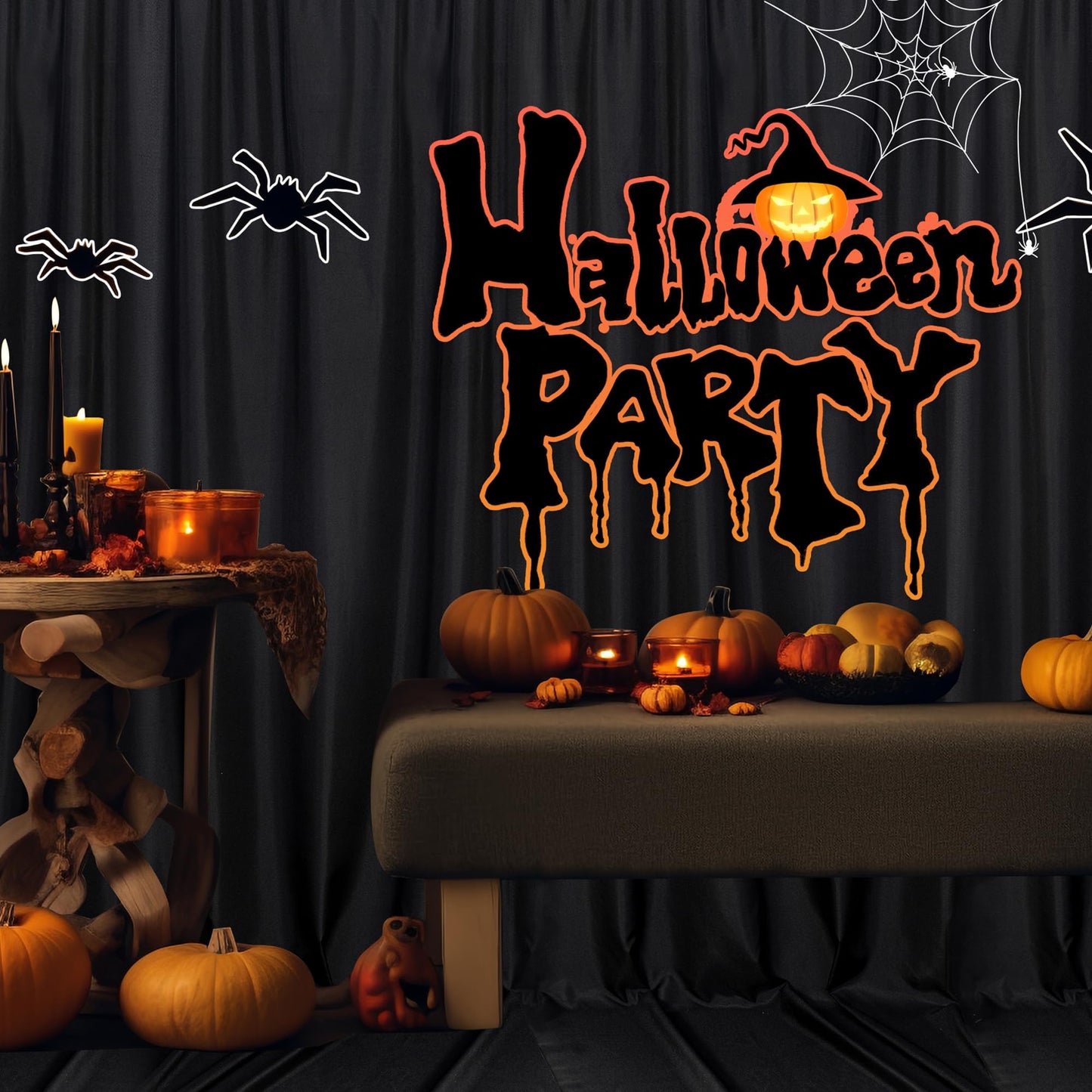 MEETSKY Black Backdrop Curtains for Parties - 10ft x 8ft Party Photo Background Curtain Rod Pocket Fabric Drapes Panels for Boys Birthday Holiday Home Halloween Decoration, 5ft x 8ft, 2 Panels