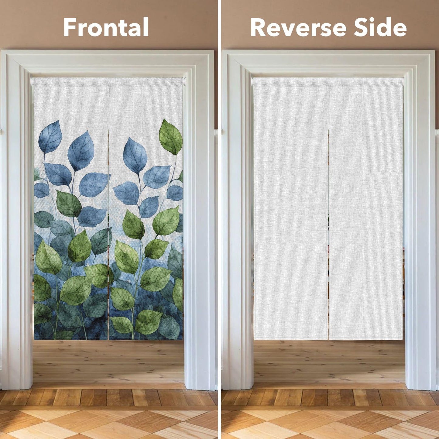Leowefowa Long Style Japanese Noren Doorway Curtain Spring Summer Green Leaves Printed Door Curtain Tapestry Window Treatment for Hanging Bedroom Partition Kithchen Bathroom Home Decor, 33.5"x 70.9"