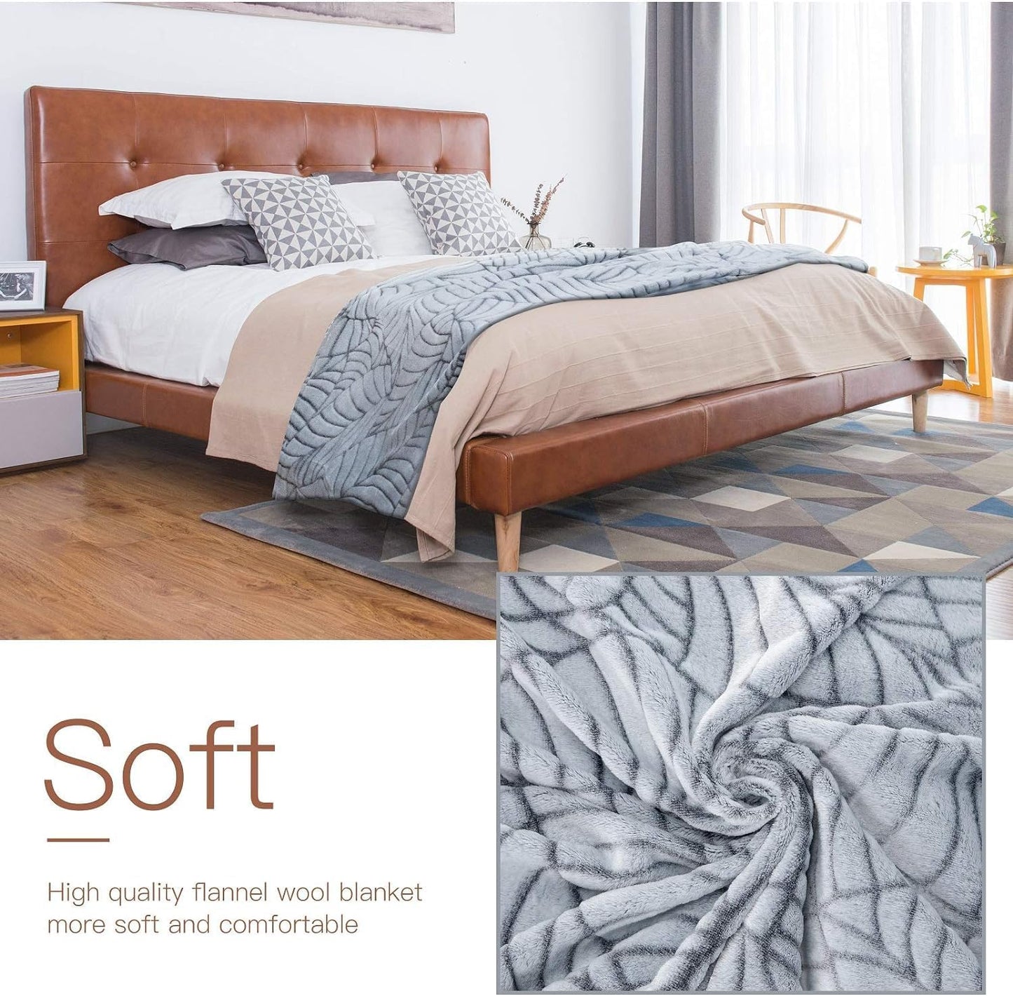 Special Glory Flannel Fleece Blanket Print Super Soft and Warm All Season Flannel Throw for Sofa Bed Car Outdoor Hotel and Home Leaf Print Pattern Light Brown 50x60 inch Pack of 2