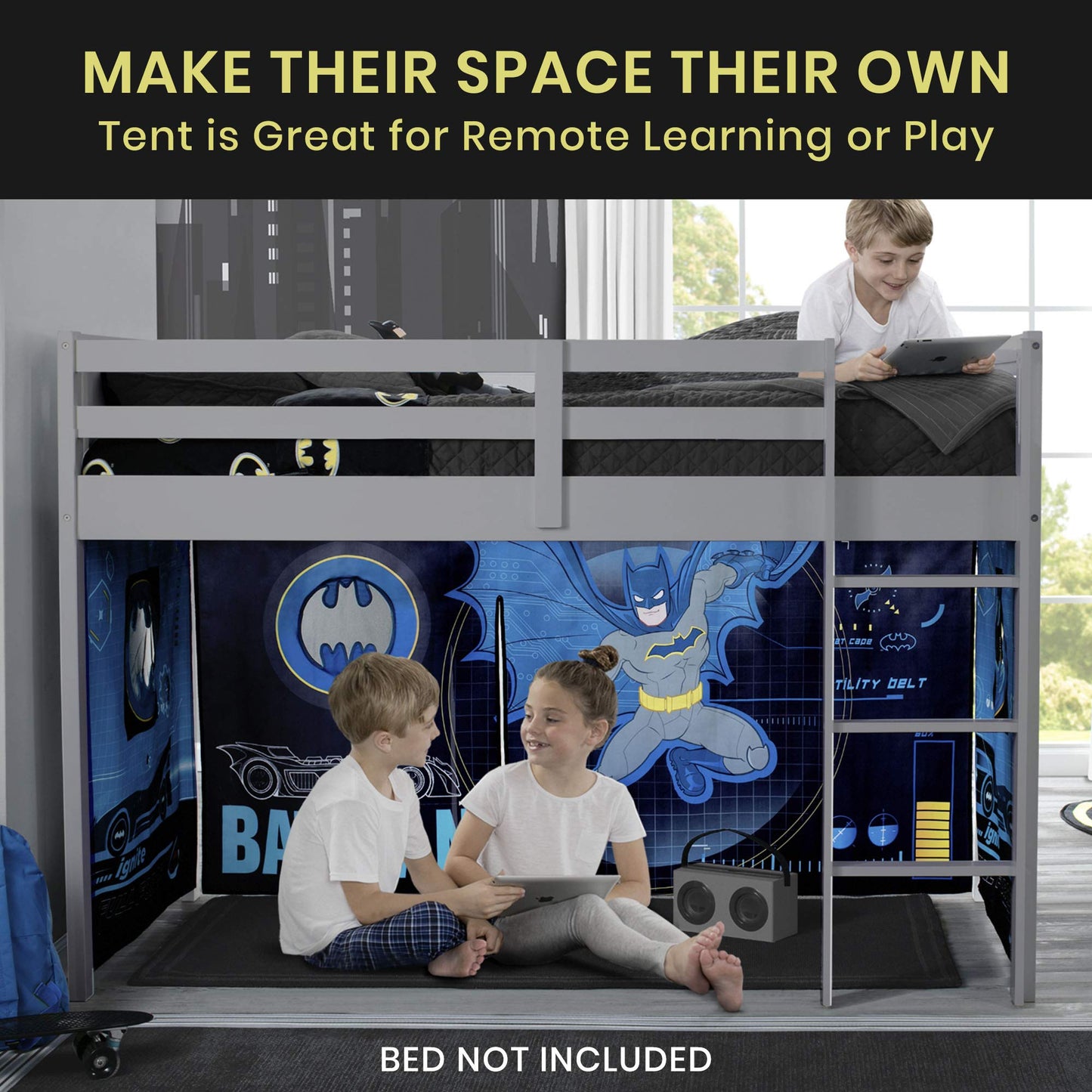 Batman Loft Bed Tent - Curtain Set for Low Twin Loft Bed (Bed Sold Separately) by Delta Children