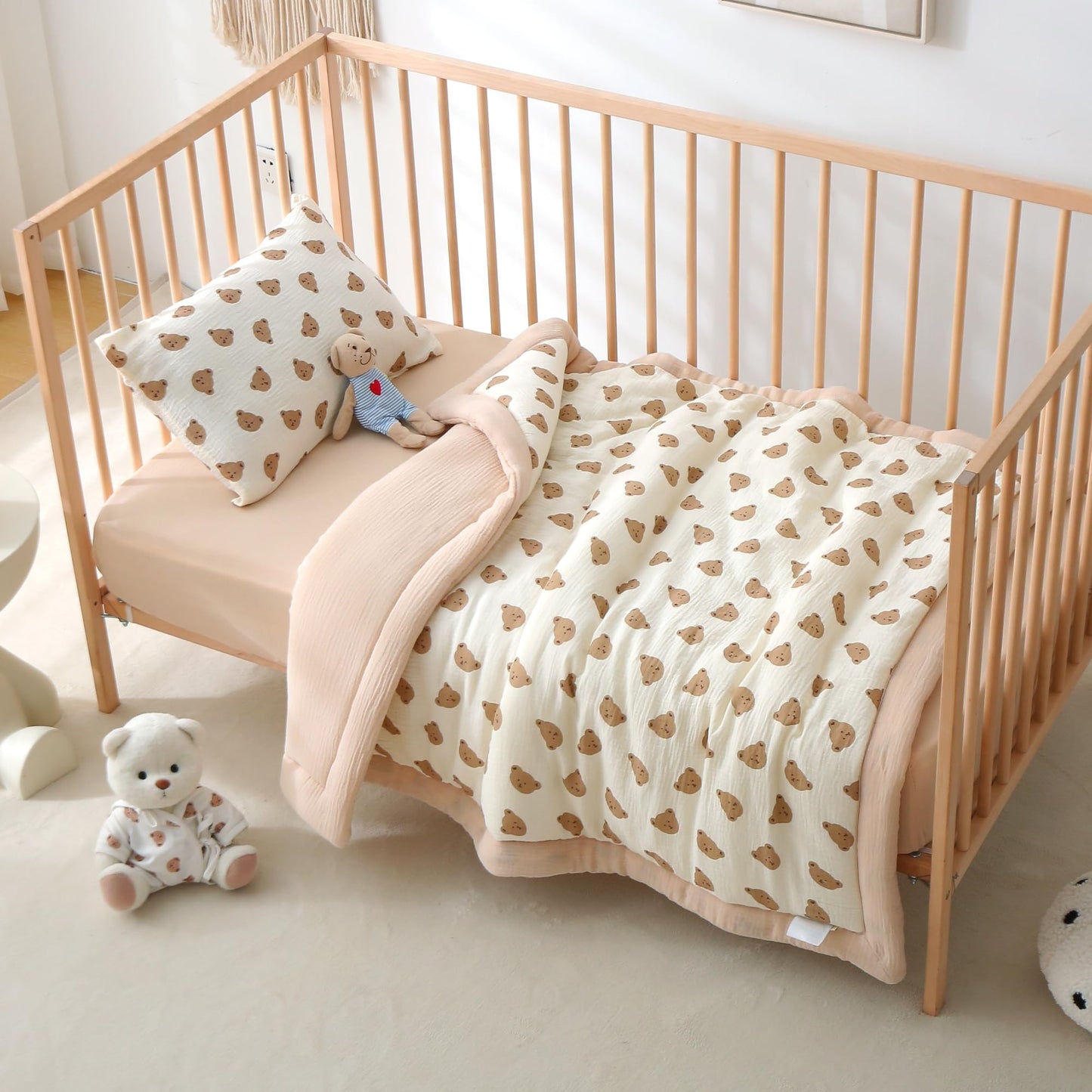 CLoucl Cotton Muslin Toddler Comforter/Quilt,Ultra Soft & Breathble Muslin Toddler Blanket,All Season Baby Blankets for Boys and Girls, Machine Washable,41"x48"