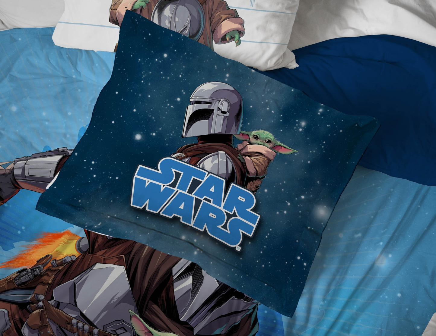 Jay Franco Kids Bed Set, Blue, The Mandalorian, 7 Piece Queen