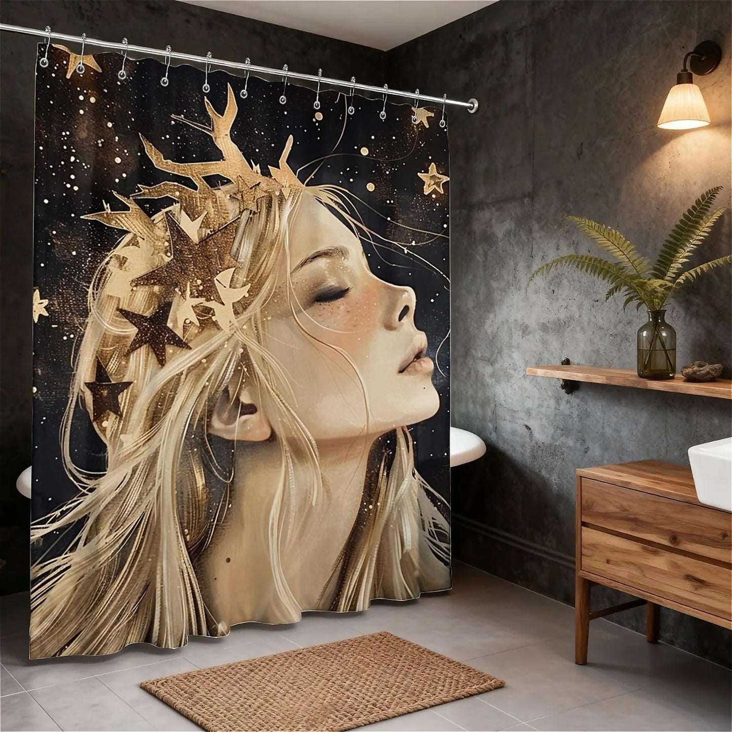 TANGXUNFA Beautiful-Blonde-Woman Shower Curtain for Bathroom, Water-Resistant Long Shower Curtain Set 72x72 Inch with Metal Grommets and 12 Metal Hooks