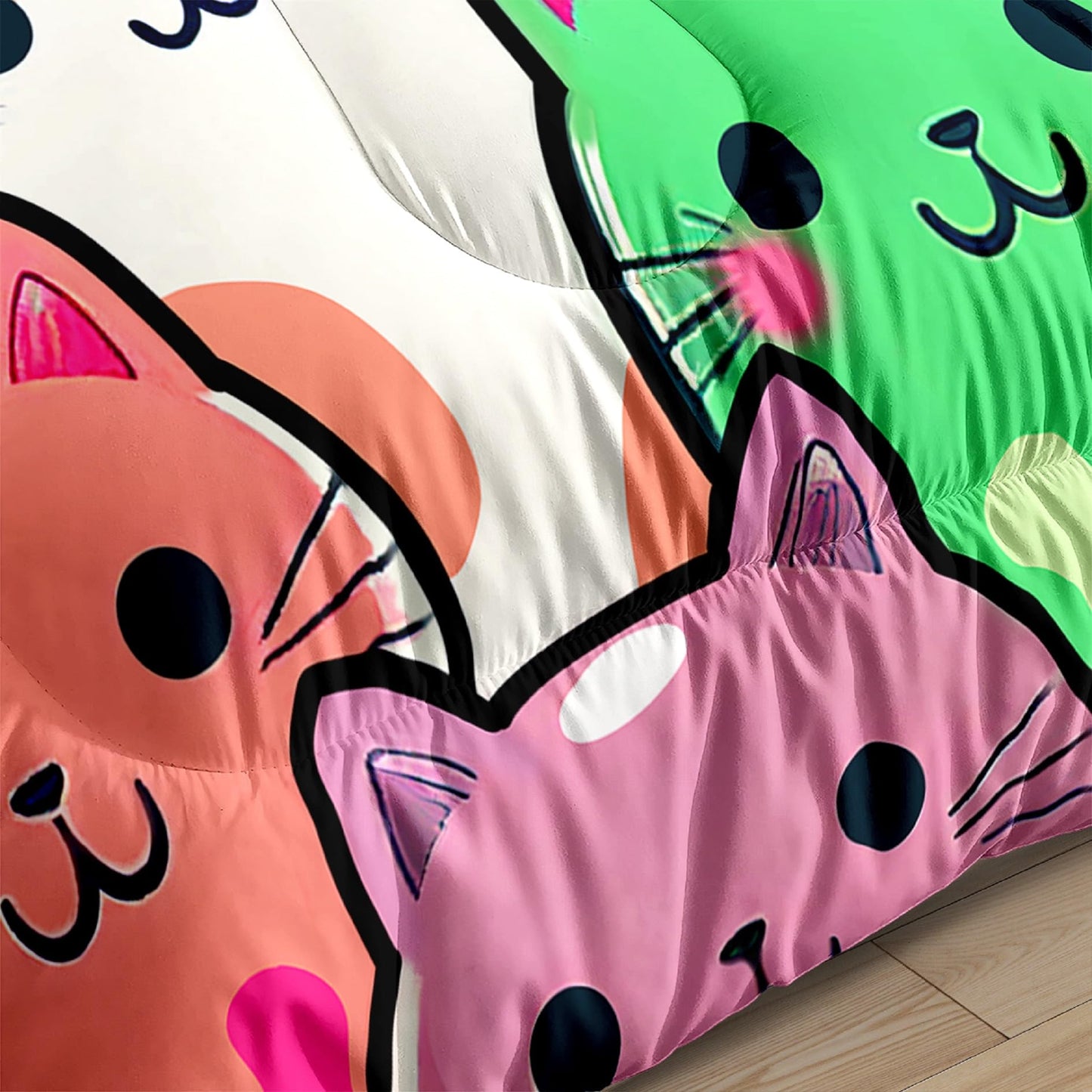 Jiospet Cat Bedding Set - Full Size Comforter, 2 Pillowcases for Girls, Soft Breathable Polyester, Machine Washable, Cat Themed Bedding for Kids Room Decor, Birthday & Holiday Gift