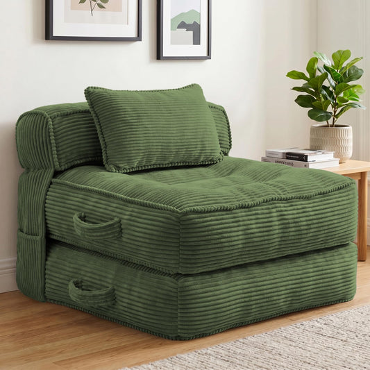 ORWIPO Folding Sofa Bed, Convertible Sleeper Chair with Pillow Foldable Mattress with Back Support, Portable Fold Out Chair Bed Comfy Floor Couch Lounge for Living Room Bedroom Apartment Single