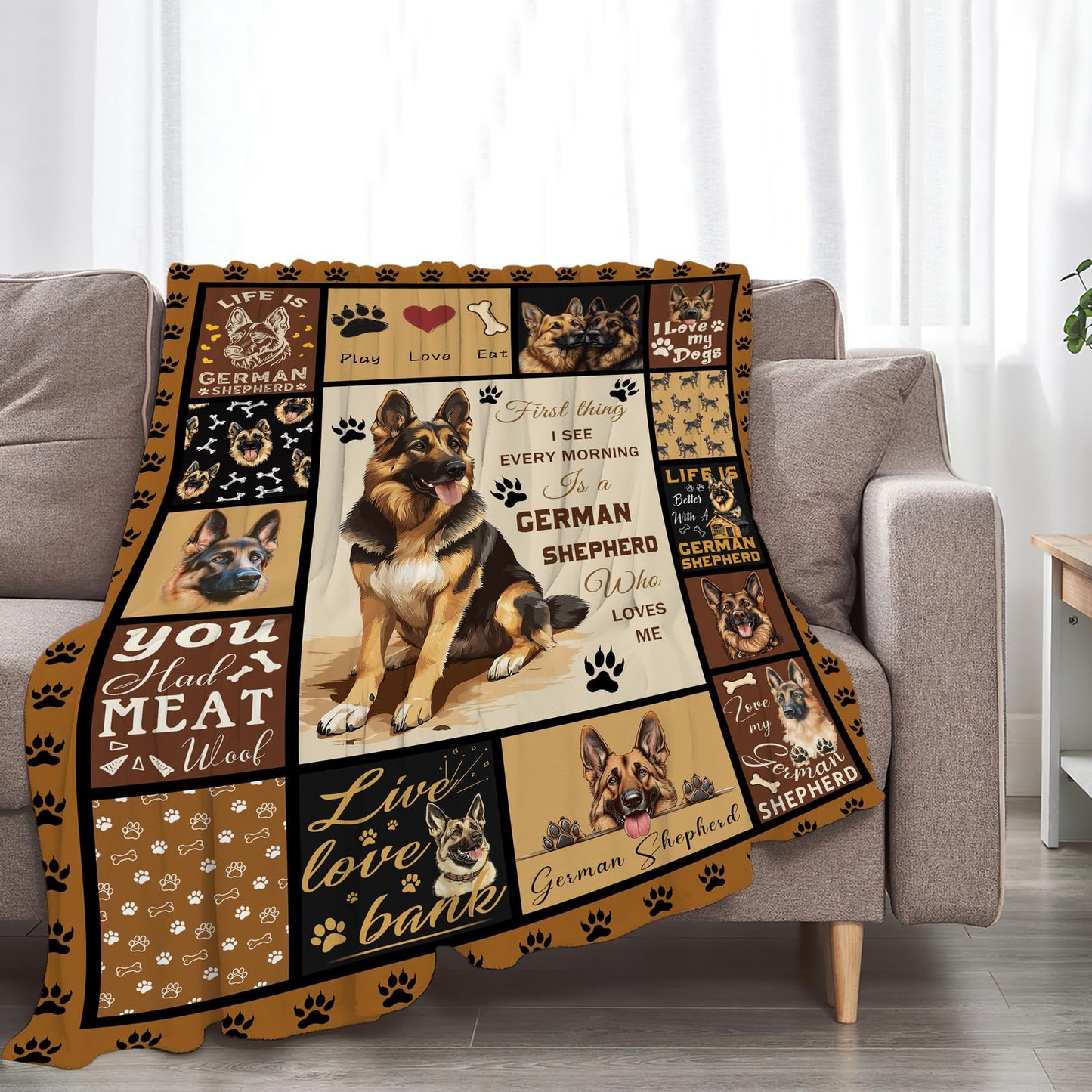 German Shepherd Blanket Soft Fuzzy Fleece Dog Blanket Decor Cozy Warm Plush Flannel Blanket Gifts for Boys Girls Men Women Home Chair Sofa Couch Bed 50"X40"