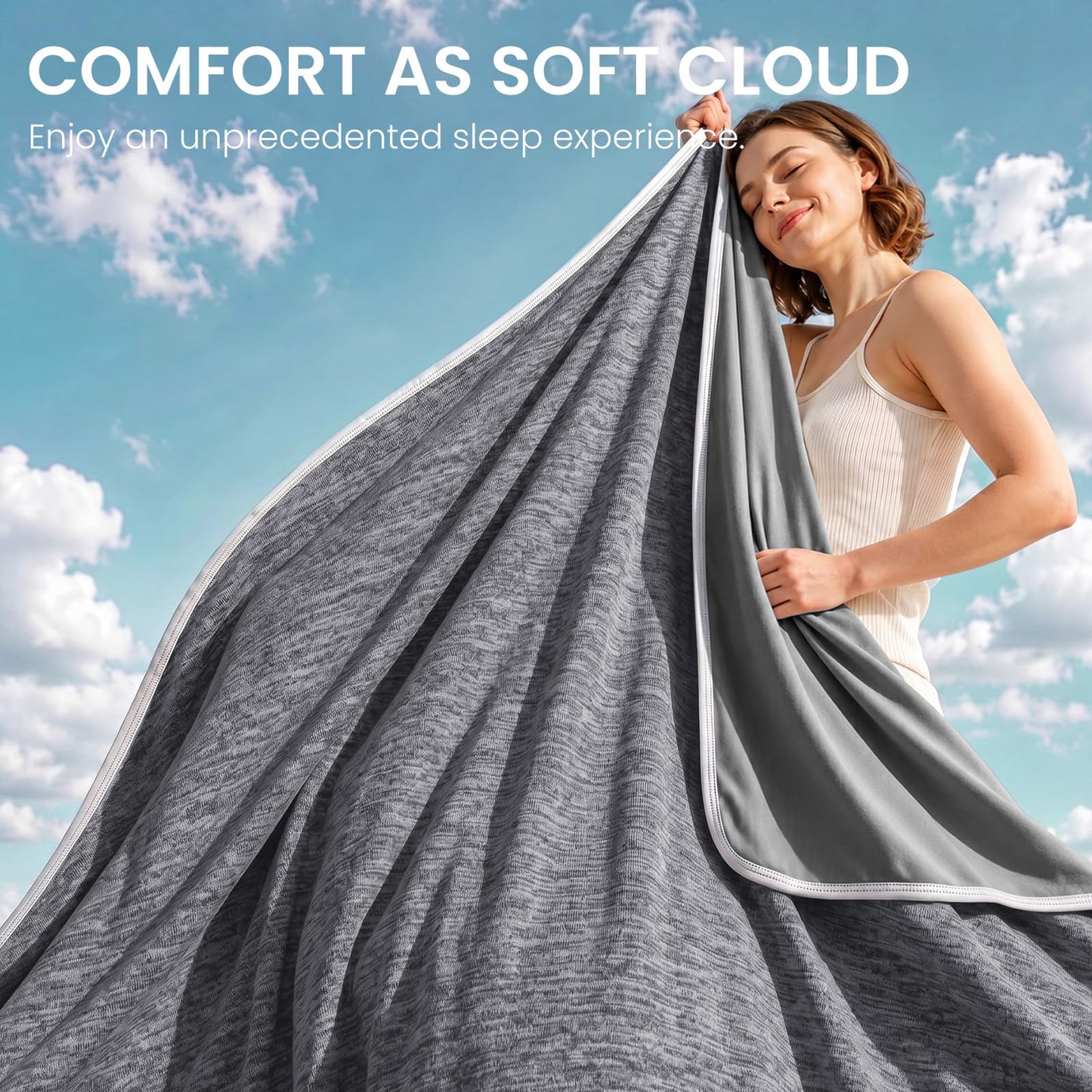 Topcee Cooling Blanket (90"x90"Queen Size) for Sweats Absorbs Heat to Keep Adults Cool on Warm Nights, Q-Max 0.5 for Hot Sleepers, Ultra-Cool Lightweight Blanket for Bed