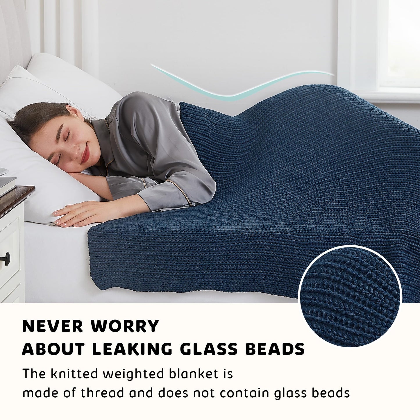 L'AGRATY Knitted Weighted Blanket - 48"x72" 12lbs Cooling Chunky Knit Heavy Blanket for Adults Braided Crochet Throw Thick Cable Yarn Knit Decorative Blanket No Beads Evenly Weighted Machine Washable