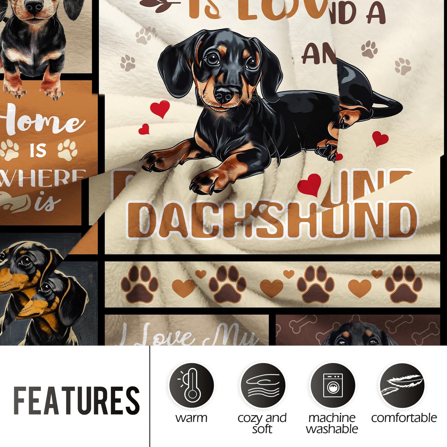 Dachshund Gifts for Women, 60"x50" Dachshund Blanket Gifts for Kids, Wiener Weiner Dog Gifts for Women Dachshunds Lovers Birthday, Soft Flannel Weiner Dog Throw Blanket Decor for Couch