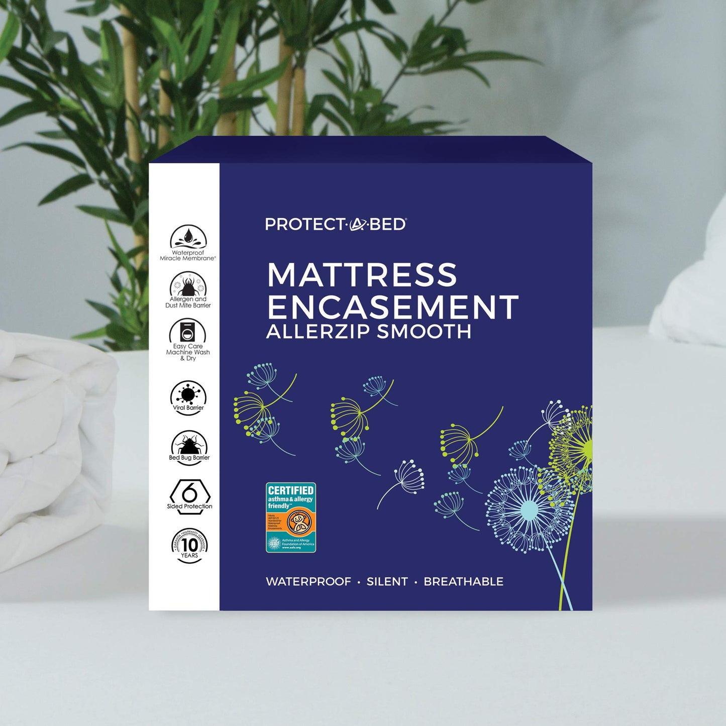 Protect-A-Bed, Allerzip Mattress Encasement, 11” - 18” Height, Waterproof, Zippered, 6-sided, Queen