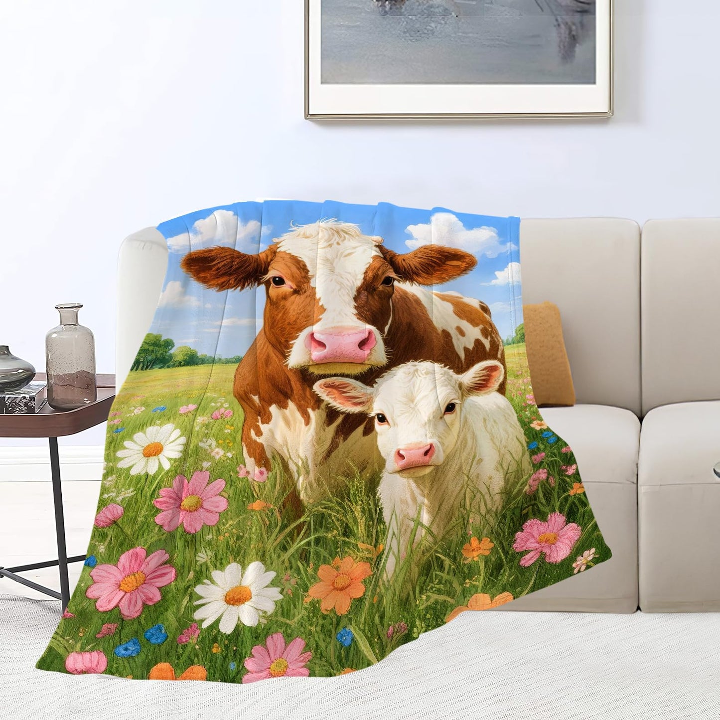 Cow Blanket Cute Cows Throw Blanket Soft Warm Cozy Fleece Fuzzy Plush Flannel Blankets Gifts for Women Girls Boys Kids Adults 40"X50"