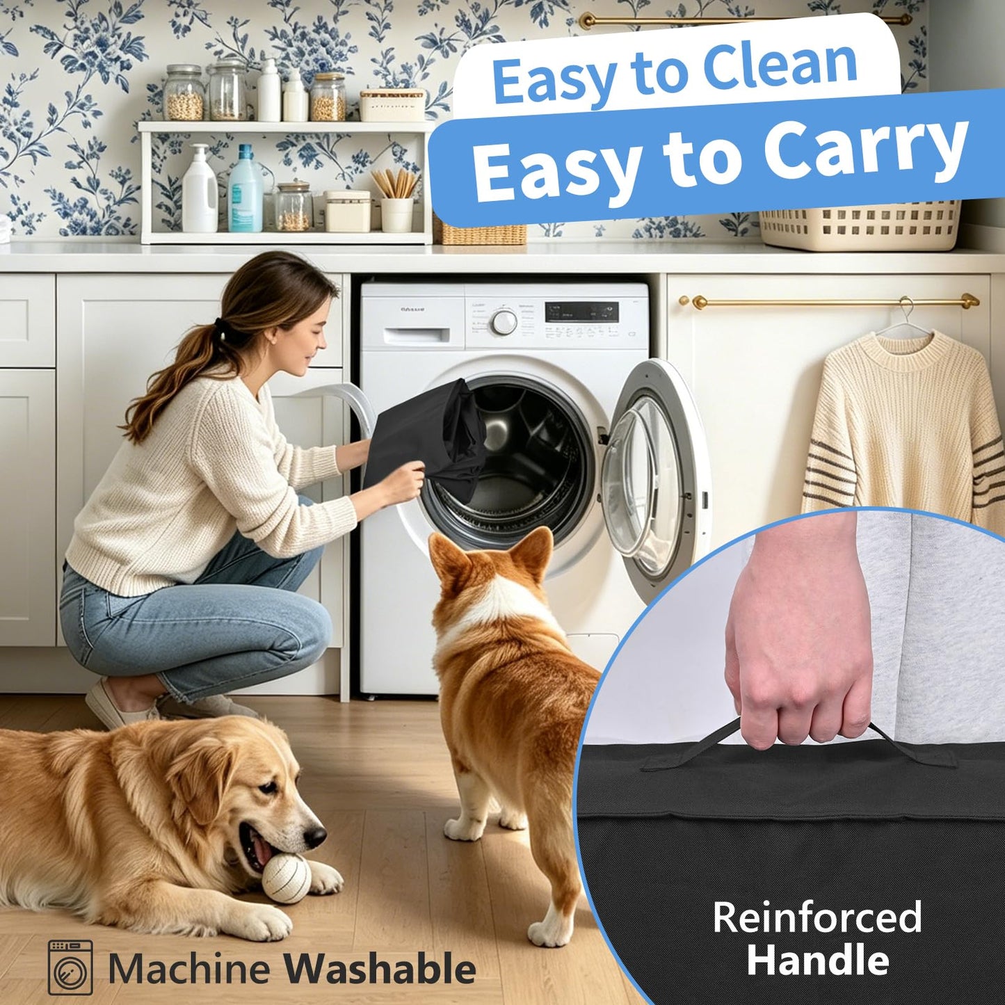 Backseat Dog Bed, Dog Bed for Car Back Seat, 4in Orthopedic Egg Crate Foam Pet Bed with Oxford Fabric for Backseat Extender – Waterproof, Stable Fit, Washable (51"x23.5", Black)