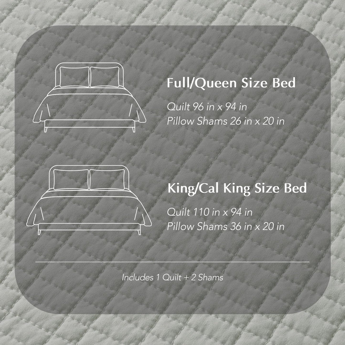EverGrace 100% Cotton Quilt King Size, Pre-Washed Modern Grid Stitch Lightweight Bedspread Coverlet for All Season, Oversized 3-Piece Bedding Set with 2 Pillow Shams, Drizzle Gray