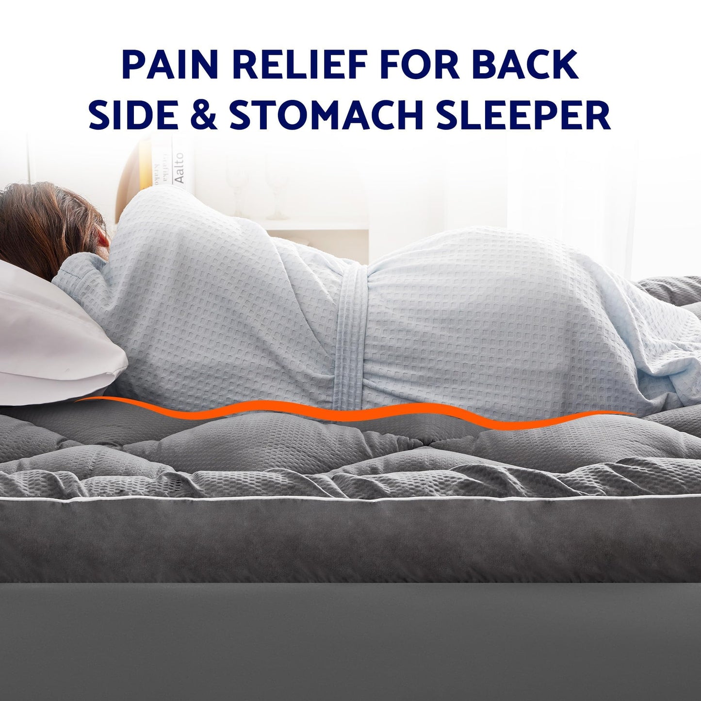 SLEEP ZONE Extra Thick Queen Mattress Topper for Back Pain, Plush Breathable Thick Mattress Pad Cover, Down Alternative Soft Bed Topper with Elastic Fitted Deep Pocket