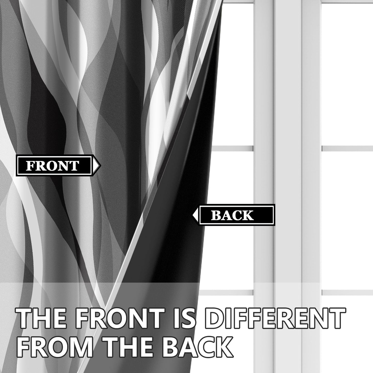 HOQAJME Grey Blackout Curtains for Bedroom Black and White Black Out Curtains for Living Room Modern Abstract Stripe Room Darkening Window Drapes, (52 x 63 - Inch,Gray Stripe)