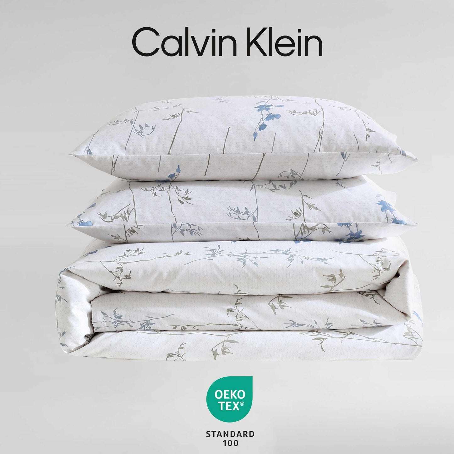 Calvin Klein - King Comforter Set, Cotton Floral Bedding with a Naturally Soft Feel, 3 Piece Bed Set with Matching Pillowcases (Wildflower Beige)