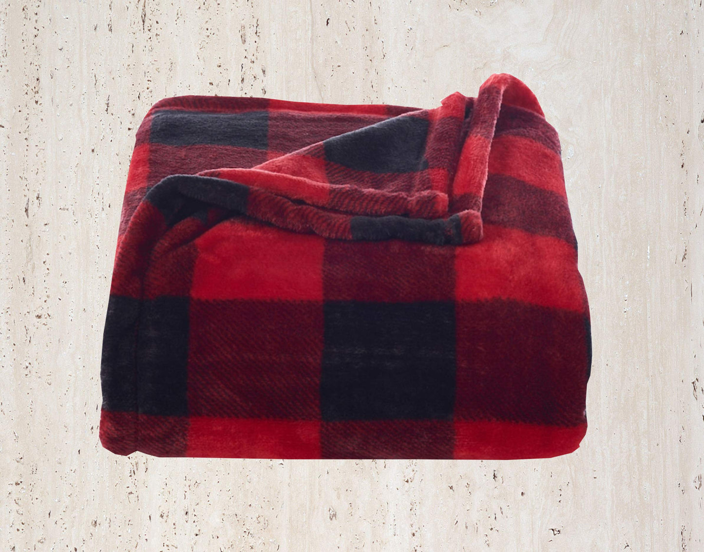 The Big One Throw Blanket Plush Super Soft Warm Cozy for Living Room 60 x 72 inches Oversized (Red Black Buffalo Plaid)