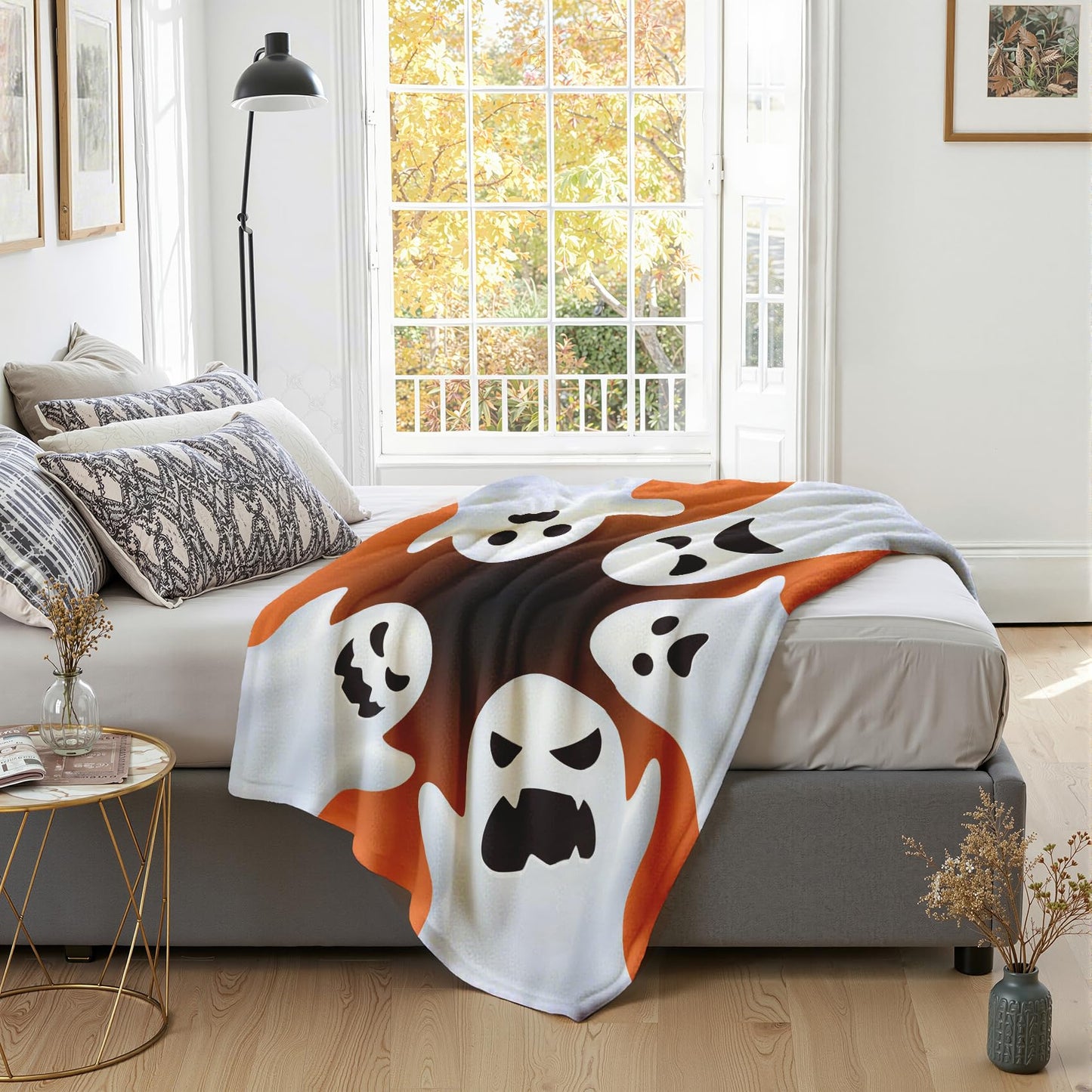 GEDAEUBA Ghost Blanket Throw - Halloween Spooky Fleece Blanket Throw, Soft Cozy Blankets & Throws for Couch, Bed, and Sofa, 50x60 inches