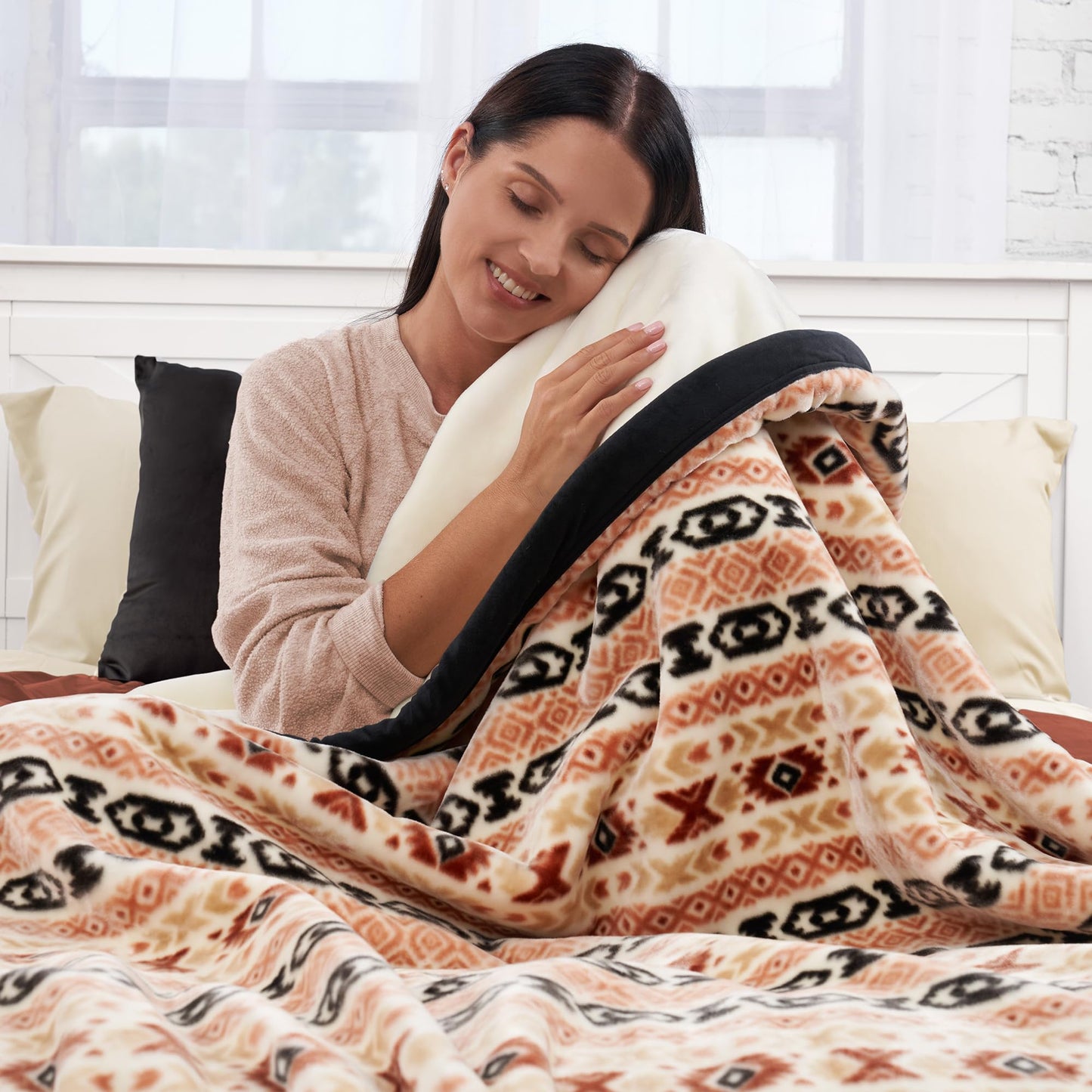 Northwest Ashford Home Cozy Ultimate Plush Throw Blanket, Chimayo Stripe King Size 108 x 90 inches