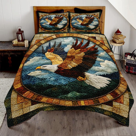 Jeminise Eagle Patchwork Printed Quilt Set, Animal Patchwork Eagle Quilt Set Throw Twin Size - Premium Pattern Quilt - Eagles Bedding Bedspread, Bedding Quilts Gift