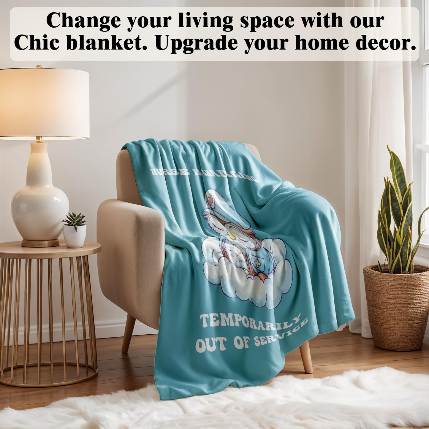 VRW Appreciation Nurses Gift, Funny Owl Nurse in Charging Throw Blanket, Nurse Week Appreciation Gifts for Women Teacher Student Graduation Birthday, 50x60 Inches