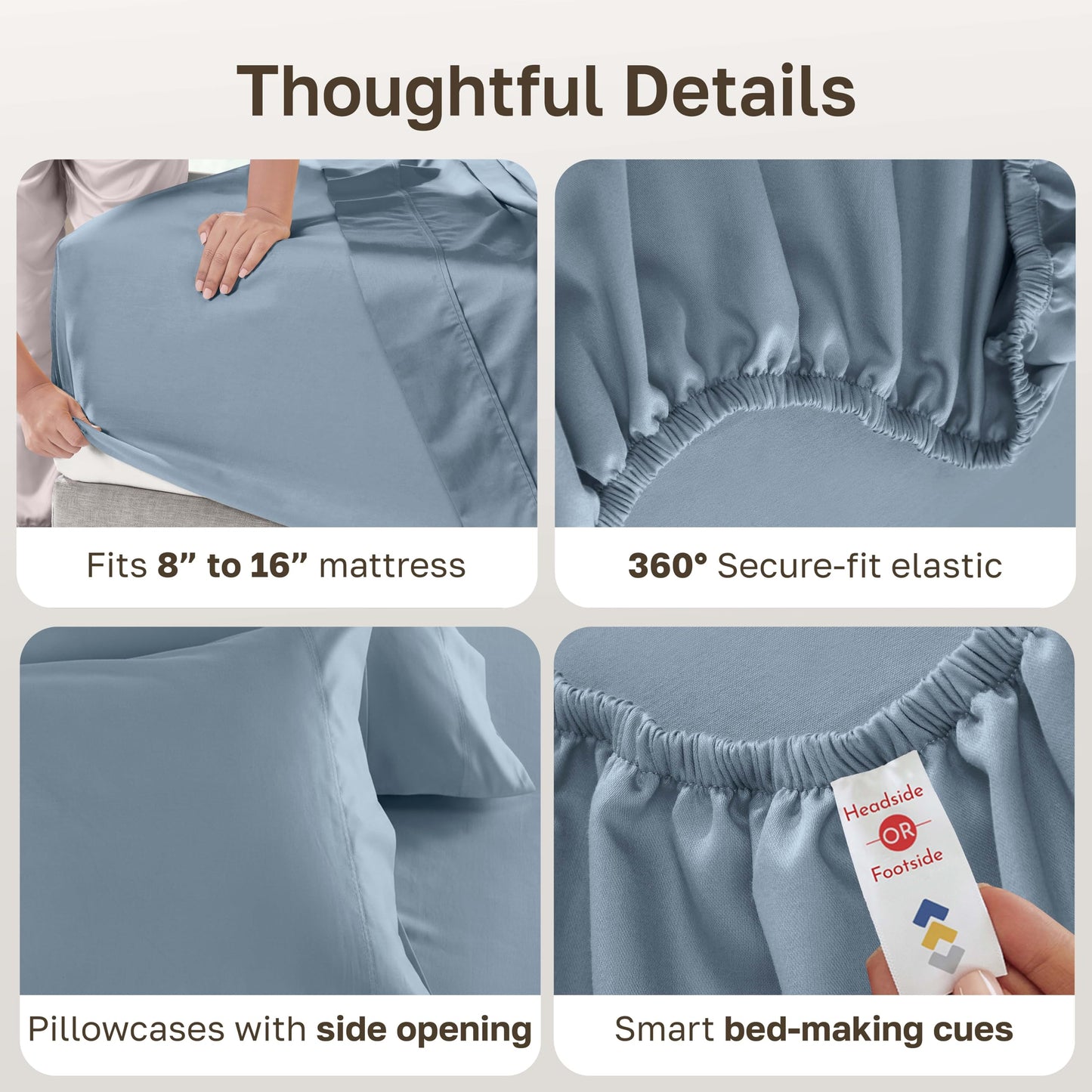 CALIFORNIA DESIGN DEN 5-Star Hotel 600 Thread Count 100% Cotton Sheets Set - Soft & Smooth Queen Bedding Set with Deep Pockets, Quality Beats Egyptian Cotton Claims (Pastel Blue)
