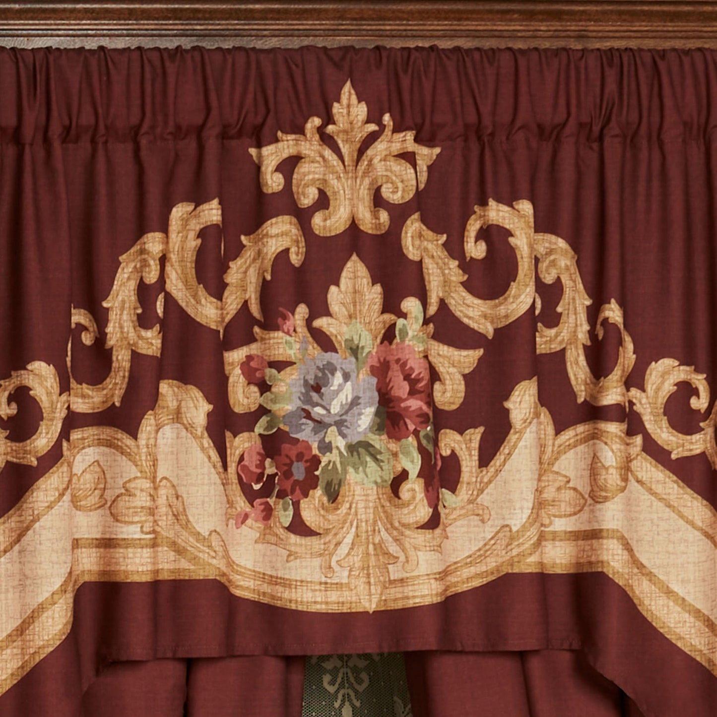 Touch of Class Savonnerie Window Swag Valance and Curtain Pair, 2 Pc Set