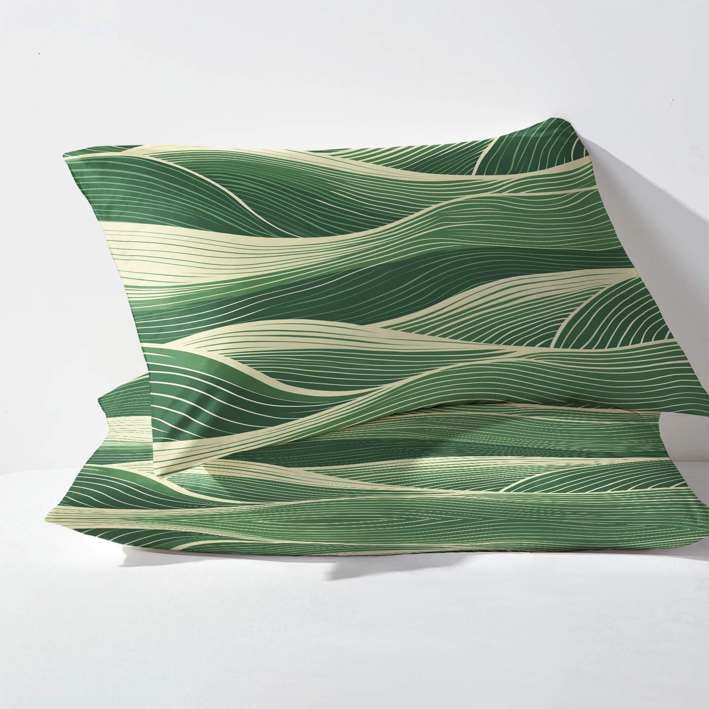 Abstract Wave Sheets Full Size, Modern Art Bed Sheets, Patterned Bedding Sheets & Pillowcases 4 Piece Set - Soft Microfiber Deep Pocket Fitted Sheet & Flat Sheet & 2 Pillow Cases M&-A418
