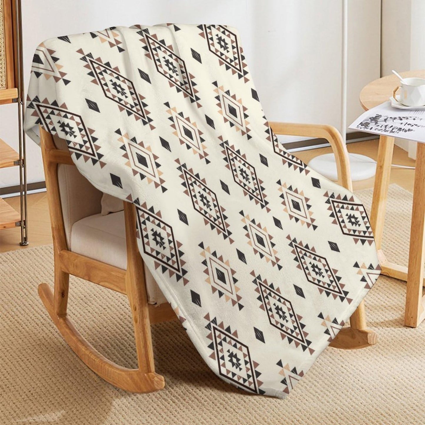 TKUYO Aztec Blanket, Boho Southwestern Natvie Tribal American Ethnic Western Abstract Geometric Vintage Retro Fuzzy Fleece Fannel Throw Blanket for Sofa Bed Chair Couch Car, 30"x40" Inch