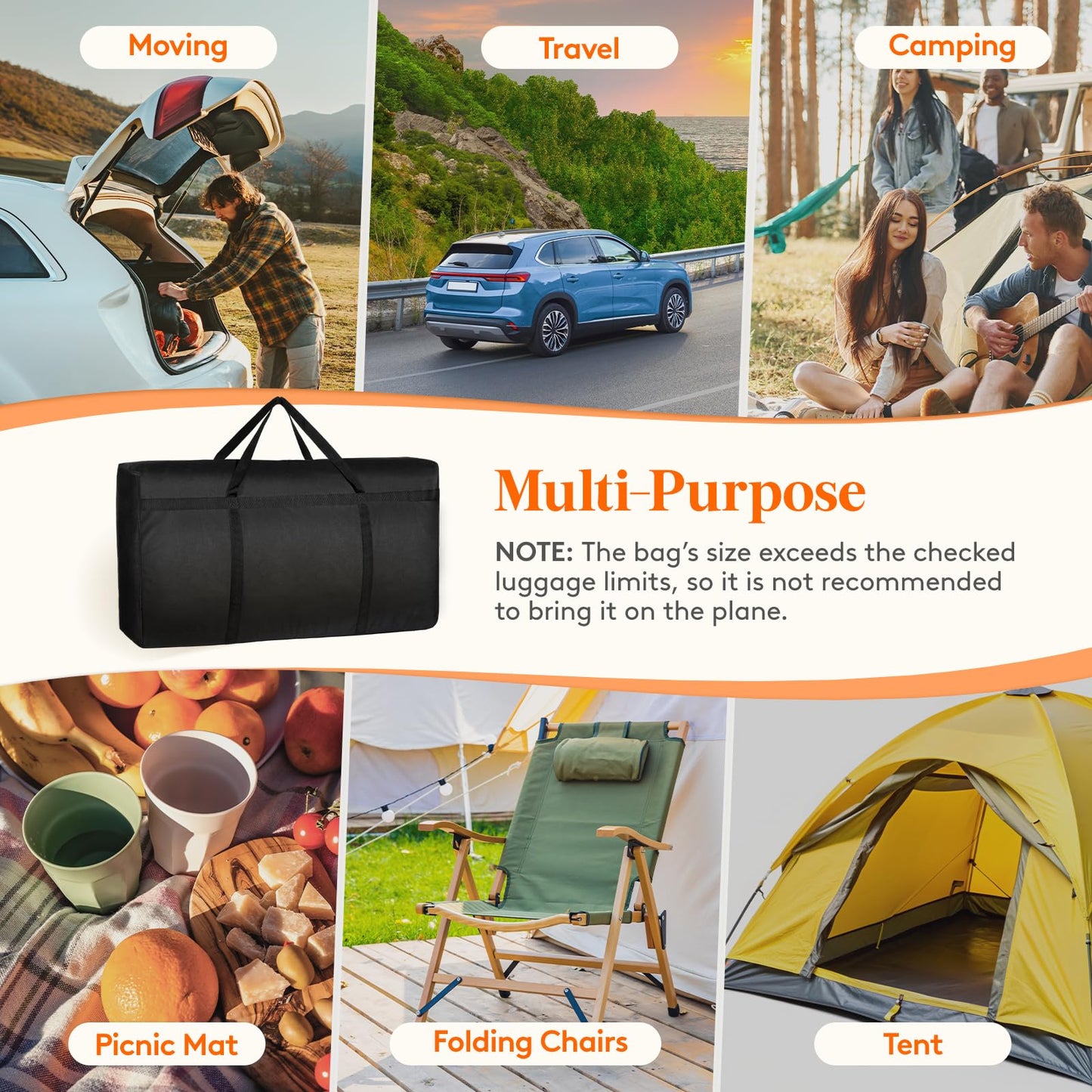 Lifewit 120L Extra Large Storage Duffle Bag for Traveling, Foldable Moving Bags with Zippers and Handles, Heavy Duty Storage Bags Big Totes for Travel, Camping, Storage Bins with Lids for Luggage