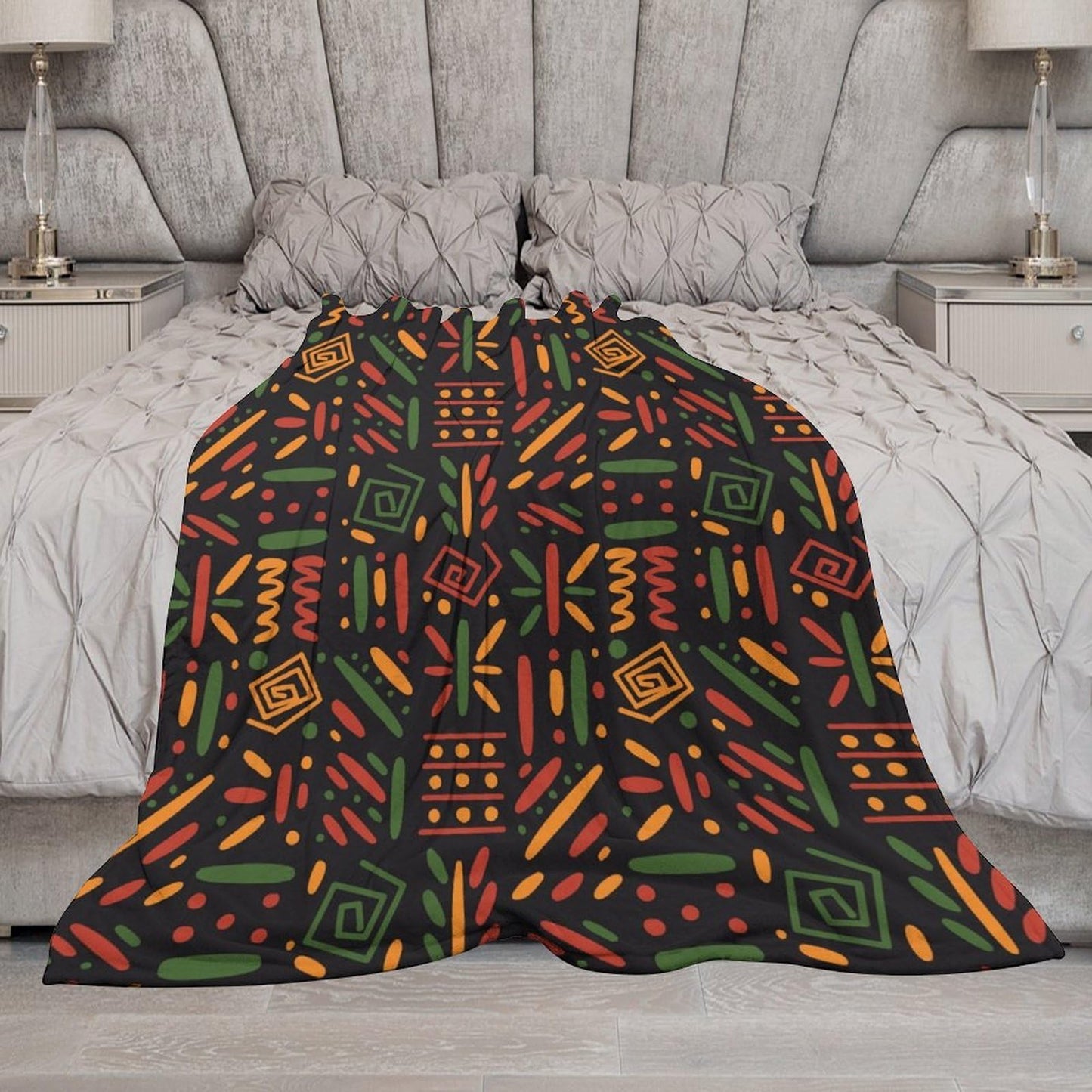 ZhiRain Traditional African Throw Blanket African Black History Month Juneteenth Blankets for Sofa Bed Couch Chair Or Dorm 50"x60"