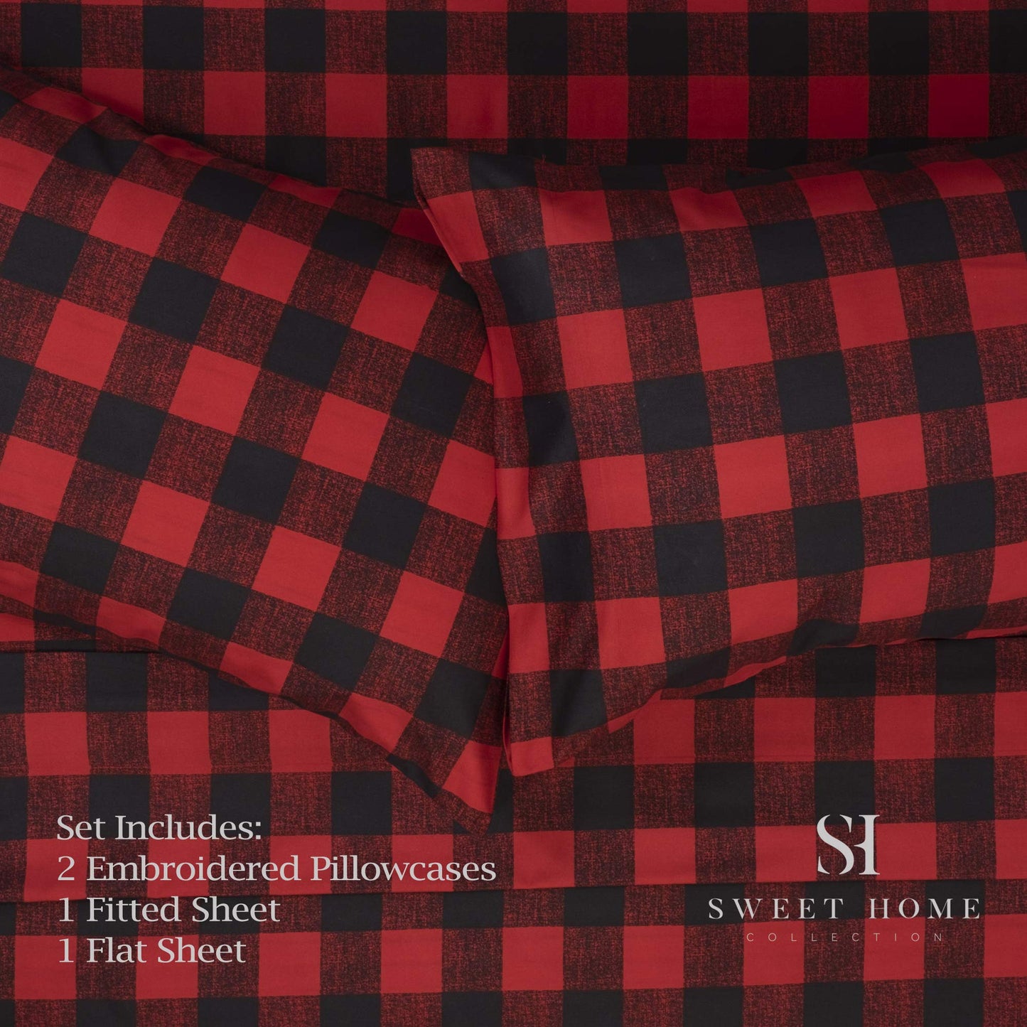1500 Supreme Collection Buffalo Print Sheet Set, Queen Size - Luxury Bed Sheets Set with Deep Pocket Wrinkle Free Bedding, Queen, Burgundy/Black Buffalo Print