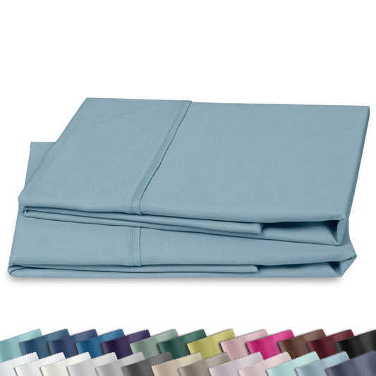 California Design Den Standard Queen Size Pillowcase Set - 400 Thread Count, 100% Cotton Sateen, Set of 2 Pillow Covers, Soft and Breathable - Sky Blue