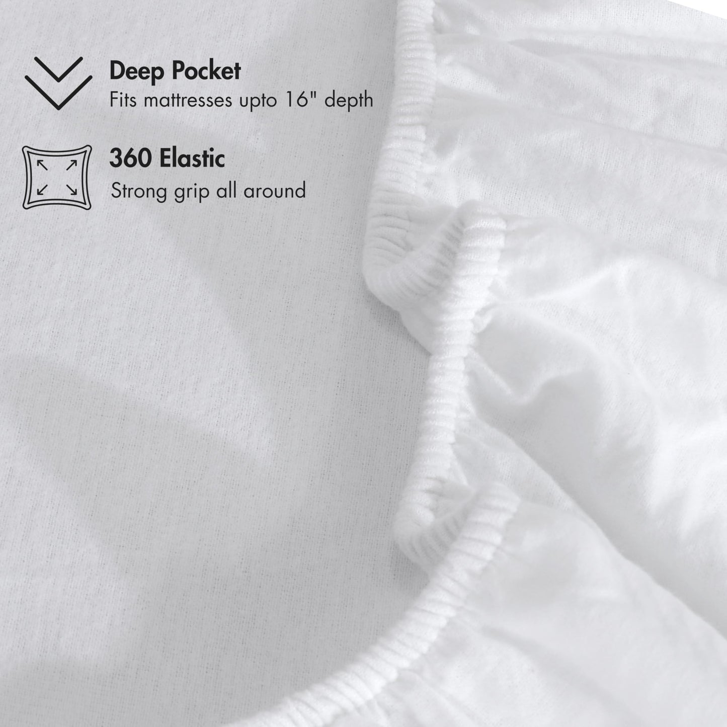 RUVANTI Flannel Sheets Queen Size - GOTS Certified 100% Organic Cotton, 4 Piece Warm, Soft & Breathable Set, Deep Pocket Snug Fit, Double Brushed Cozy All Season Bedding, Pure White