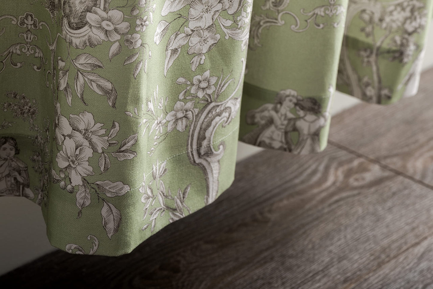 Maison d' Hermine Curtains for Living Room 100% Cotton 96 inch Length One Panel Light Filtering Toile Curtains for Bedroom Windows with Rod and Loop Pockets Drapes (Joli Jouy Green, 50" W x 96" L)
