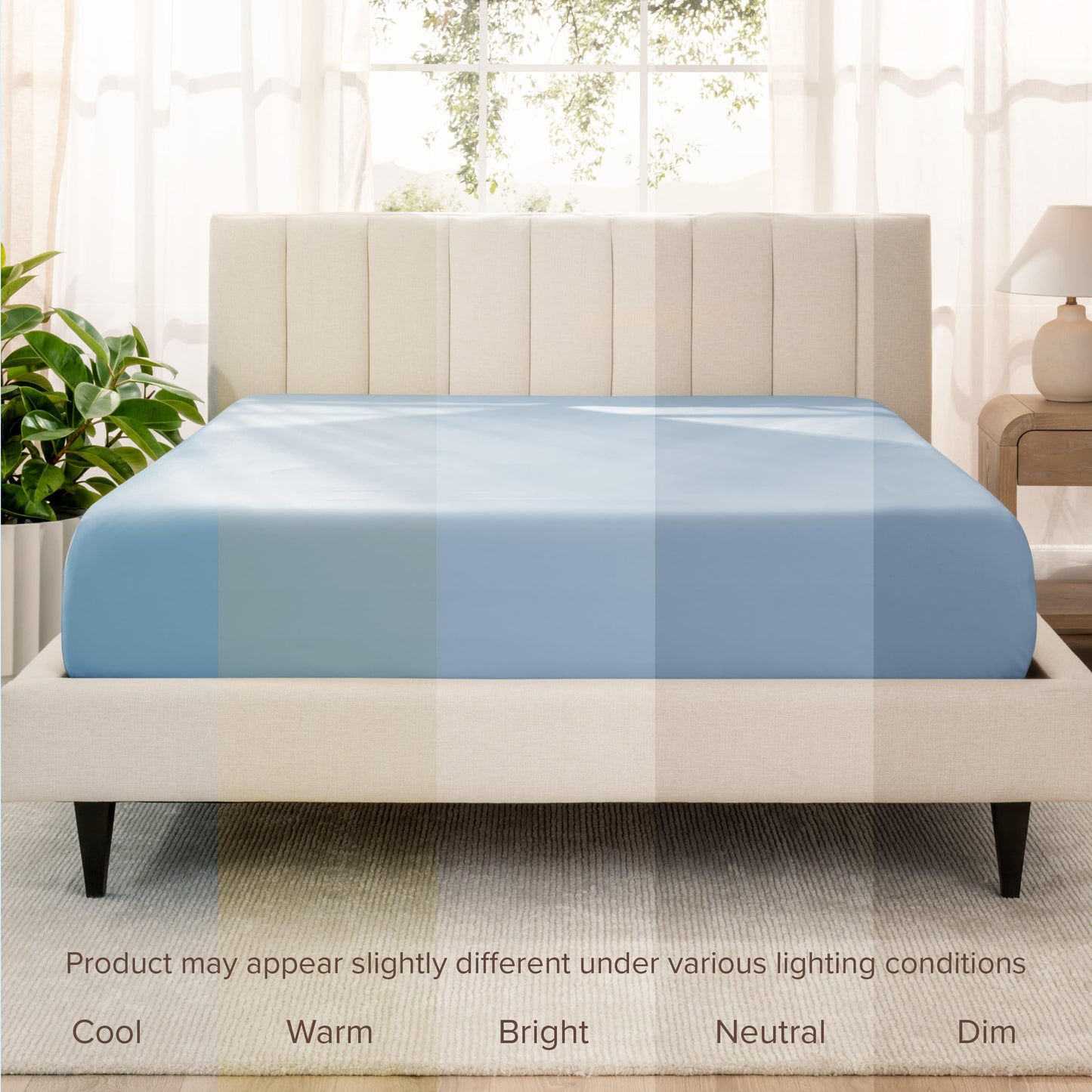Bare Home 100% Organic Cotton Sateen Fitted Sheet - 400 Thread Count - Smooth Sateen Weave - Breathable & Cooling - Hotel Luxury - Durable Fitted Sheet - Deep Pocket (King, Dusty Blue)