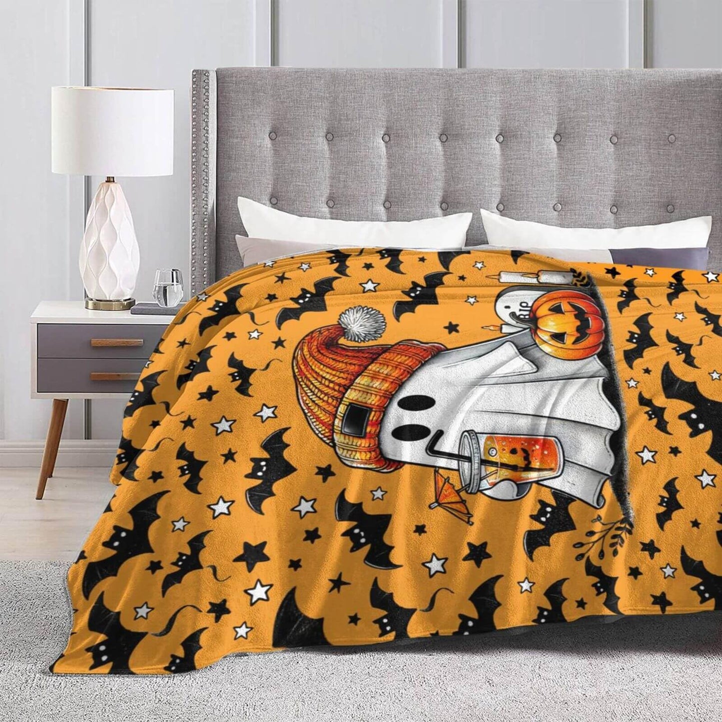 Halloween Blanket for Women Men, Haunted Halloween Themed Design Printed Throw Blankets for Teens Adults Lap, Chair Sofa, Warm Soft Cozy Blanket, 50"x 60"