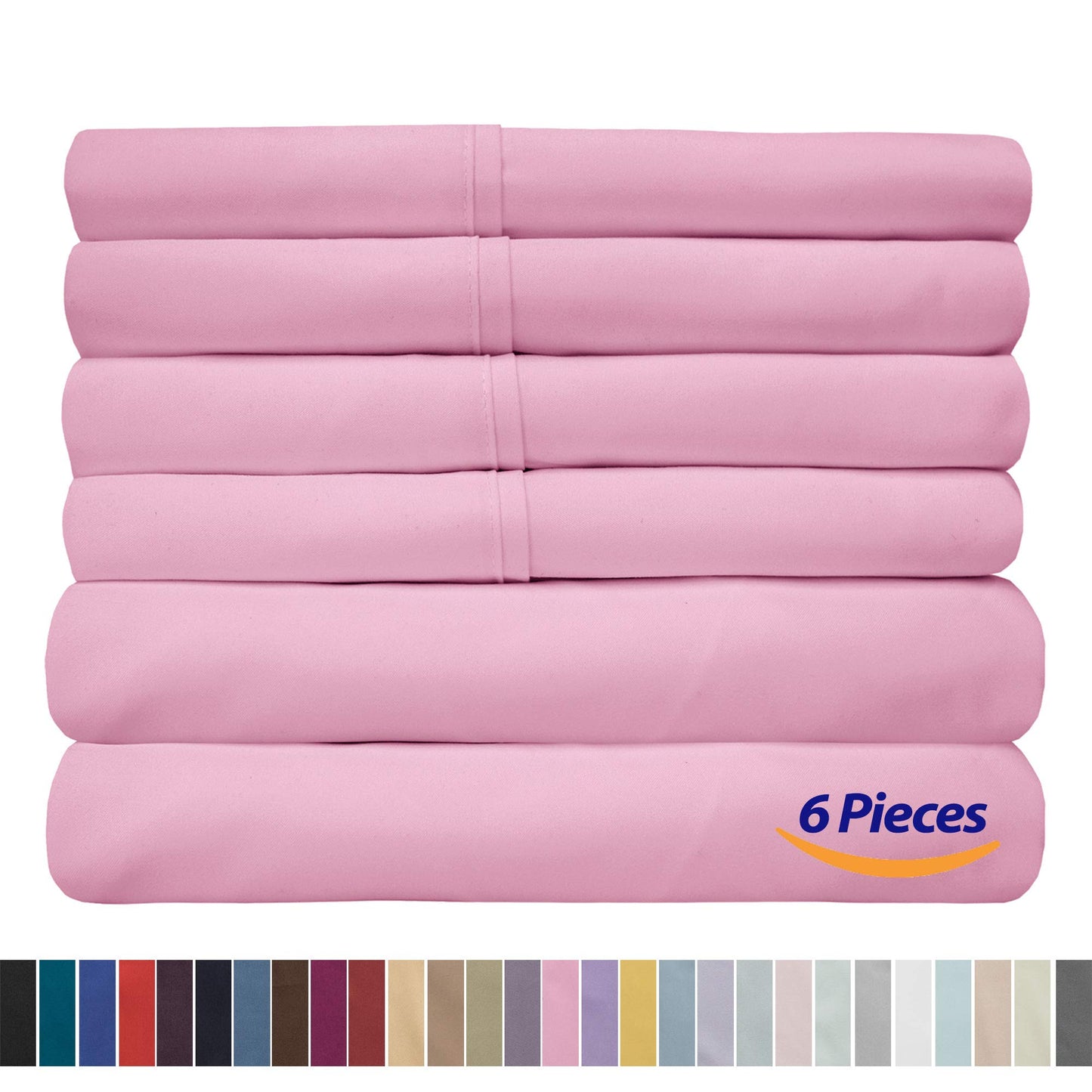 Sweet Home Collection Queen Sheets Pink - 6 Piece 1500 Supreme Collection Fine Brushed Microfiber Deep Pocket Queen Sheet Set Bedding - 2 Extra Pillow Cases, Great Value, Queen, Pink (Pack of 1)
