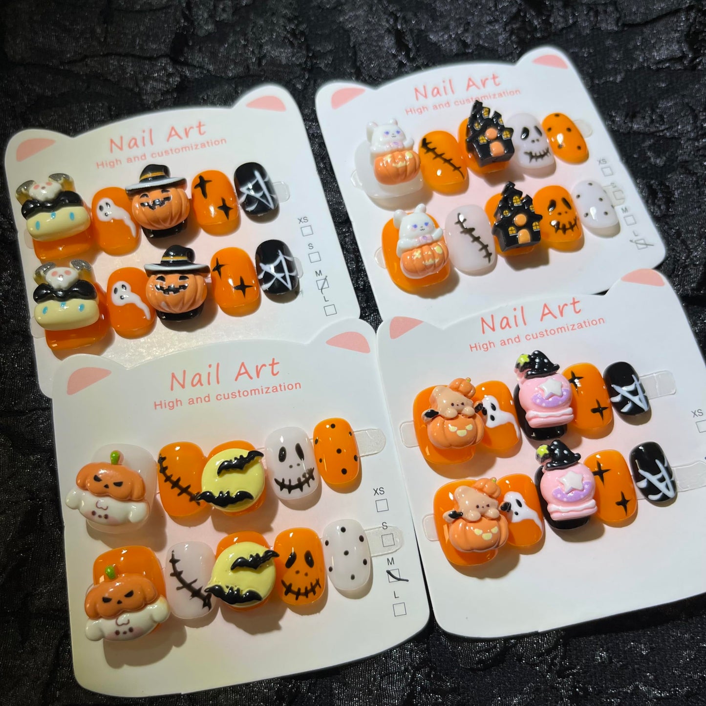 Short Press on Nails Handmade Nails 10Pcs Cute Style Manual Nail Art Bear Nails for Women Party Holiday Photo 2.5CM Size S
