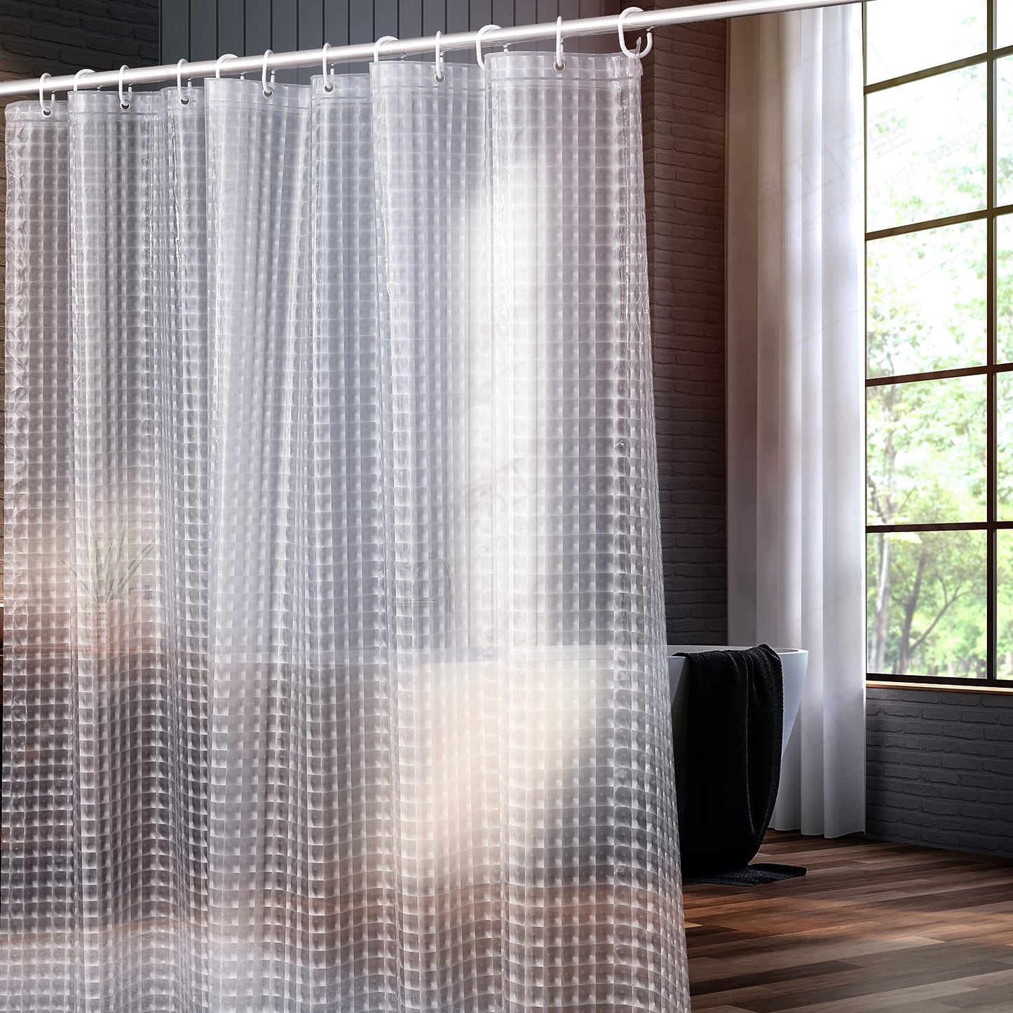 Bostofy Heavyweight 8G Bathroom Shower Stall Curtain Liner, 72' W x 72' H Waterproof, Shower Curtain or Liner for Shower Stall/Bathtub