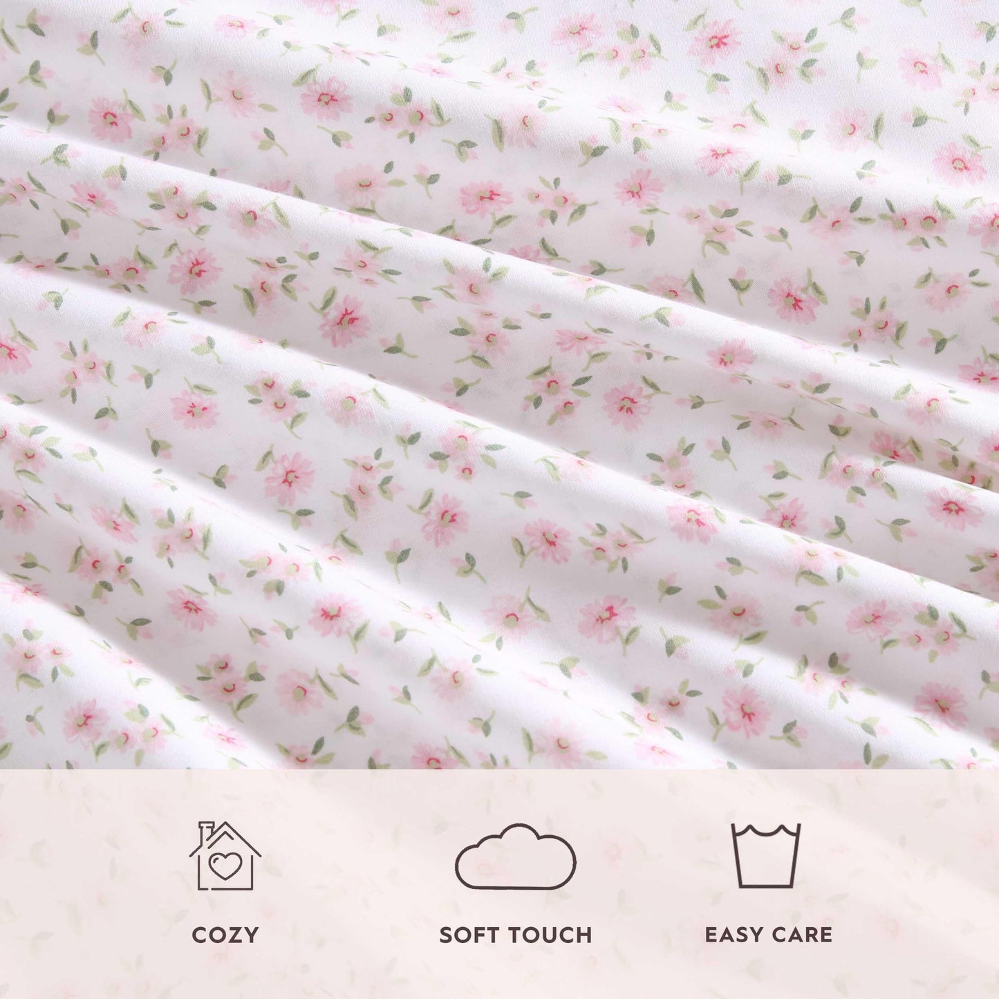 Laura Ashley - King Sheet Set, Crisp & Cool Cotton Percale Bedding for Year Round Comfort, Deep Pocket, Bed Sheets with Matching Pillowcases (Little Ditsy Pink)