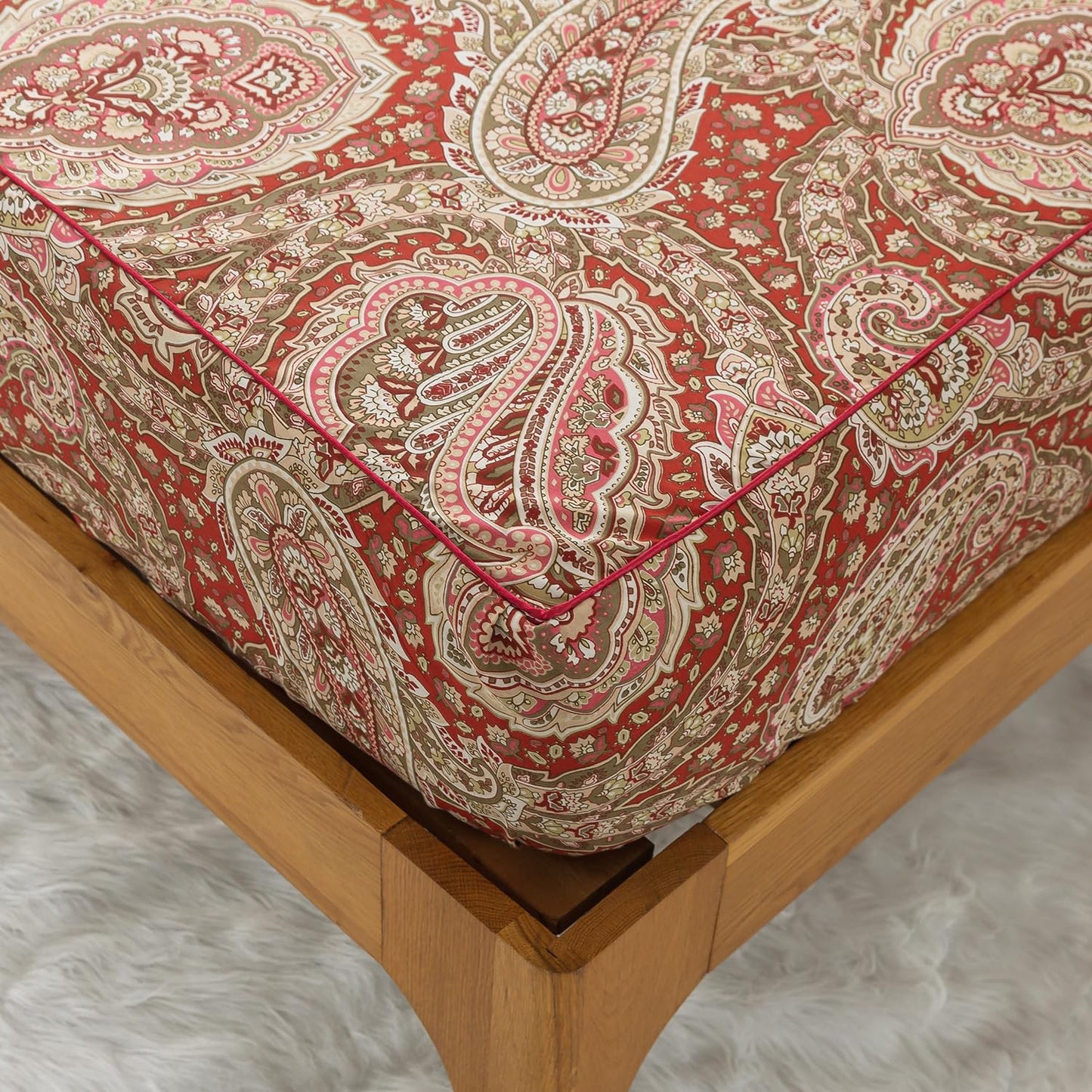 Zusbest Queen Size Bed Sheet Set 100% Cotton Burgundy Red Paisley Patterned Sheets Luxury Soft Breathable Crispy Cooling Percale Boho Bed Set Deep Pocket 17.5 Inches, 4 Pieces