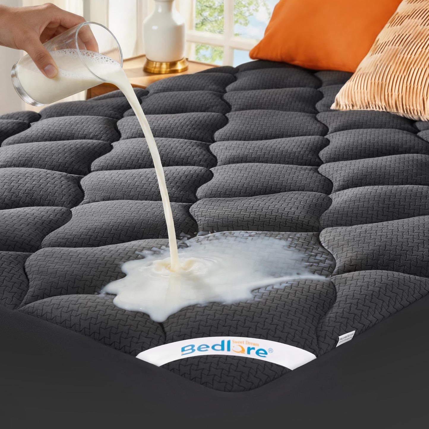 BEDLORE Waterproof King Mattress Pad, Breathable Mattress Protector with 6-18 Inch Deep Pocket, Quilted Fitted Mattress Topper Bed Cover, Noiseless & Machine Washable