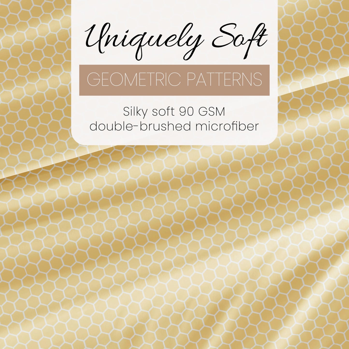 Linen Market Patterned Microfiber Full Sheet Set 4 Piece – Oeko-TEX Certified Ultra Soft & Wrinkle-Free - 16" Deep Pocket Sheets - Easy Care Full Size - Honeycomb Yellow