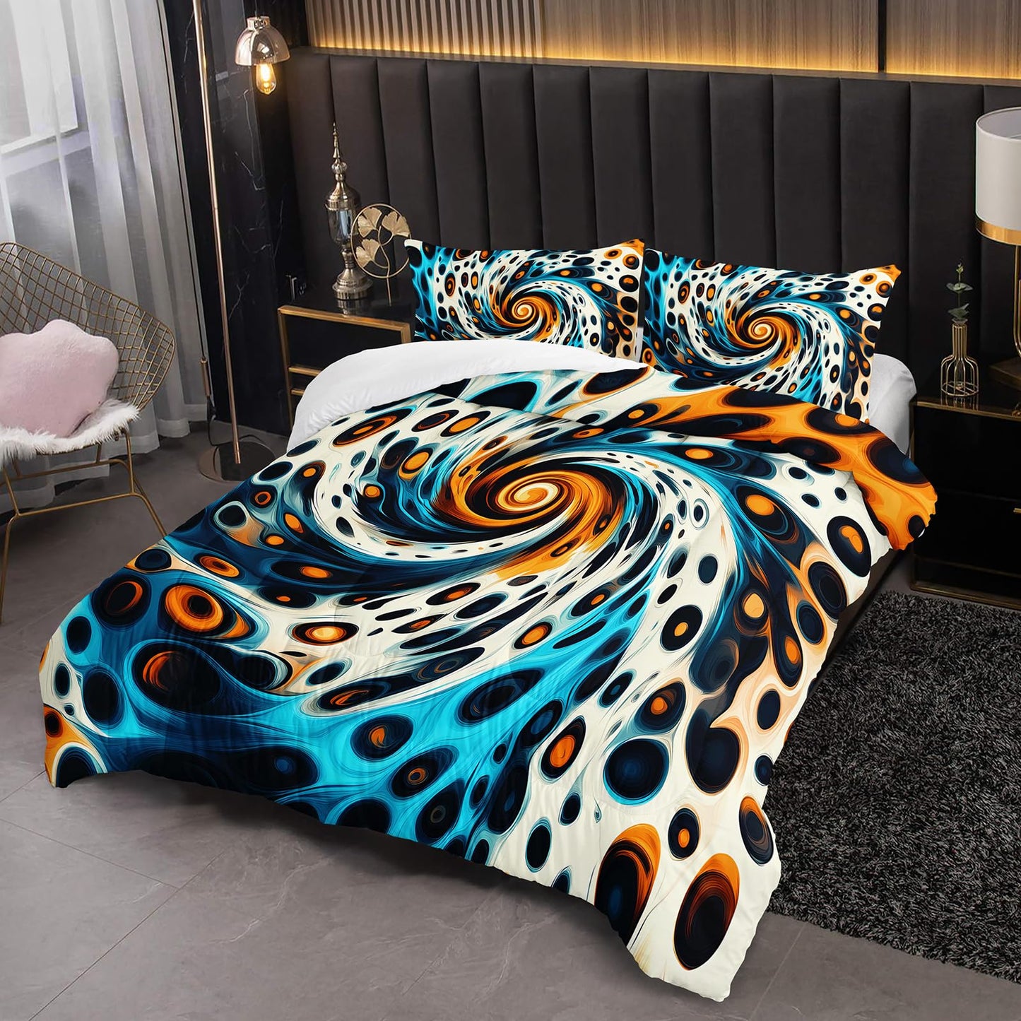 lneffble Leopard Print Geome Comforter Set Full Size，Leopard Print Bedding Set Full