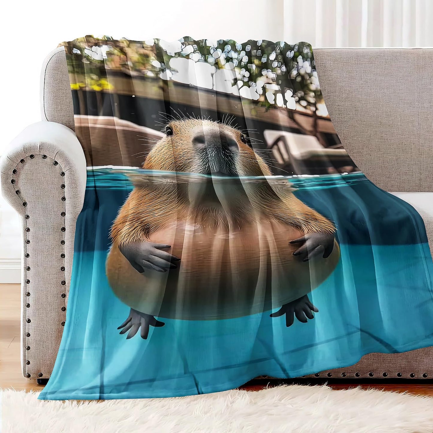 YISUMEI Capybara Gifts Throw Blanket, 50"x60", Underwater Capybara Cozy Blanket for Women, Kids and Teens, Ultra Soft Plush Fleece Flannel Blanket for Couch & Bed, Room Decor