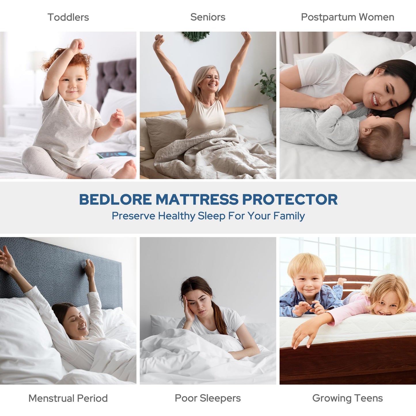 BEDLORE Waterproof Mattress Protector, Twin Size Mattress Pad with Deep Pocket 6"-15" Depth, Soft Breathable Dirt-Proof Single Bed Mattress Cover for Bedroom, Dorm Room (Gray)